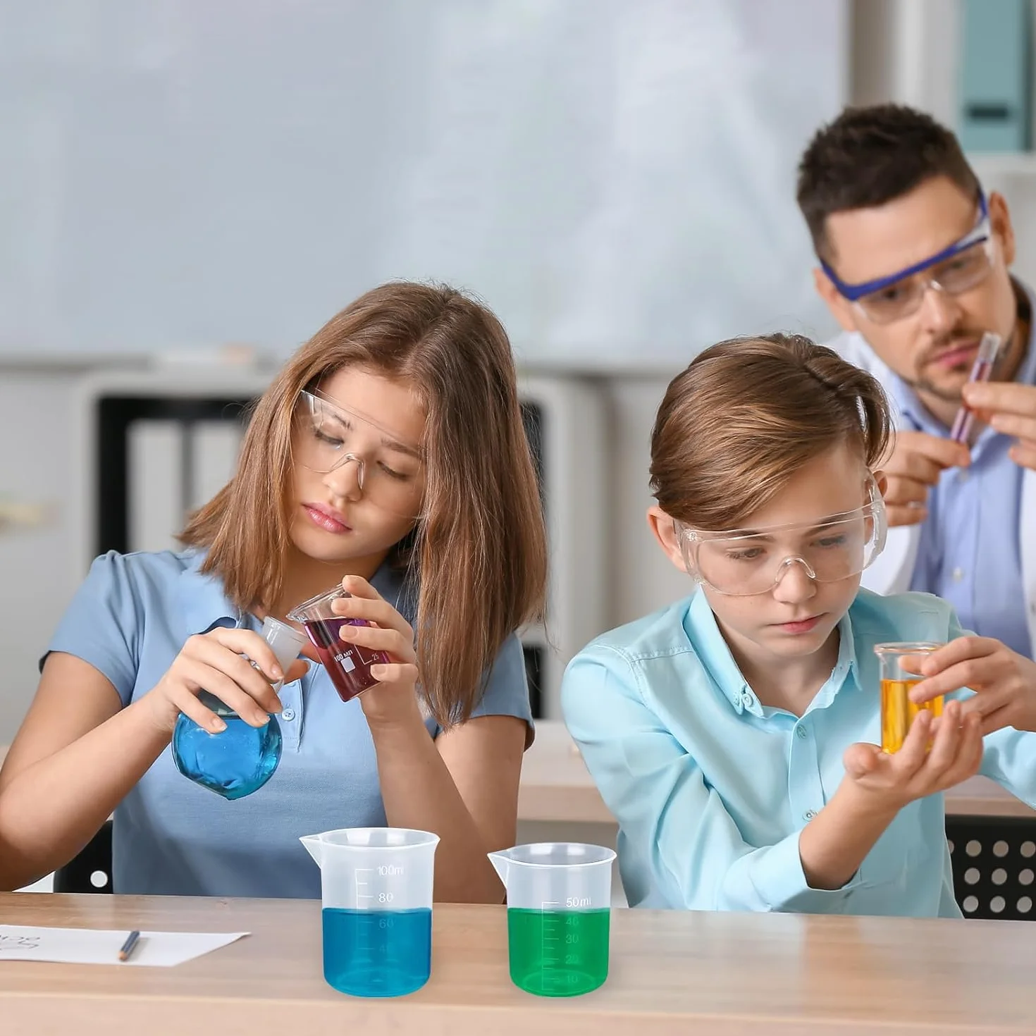 Plastikowe miarki 100 ml przezroczyste kubki z miarką narzędzie pomiarowe 4 sztuki