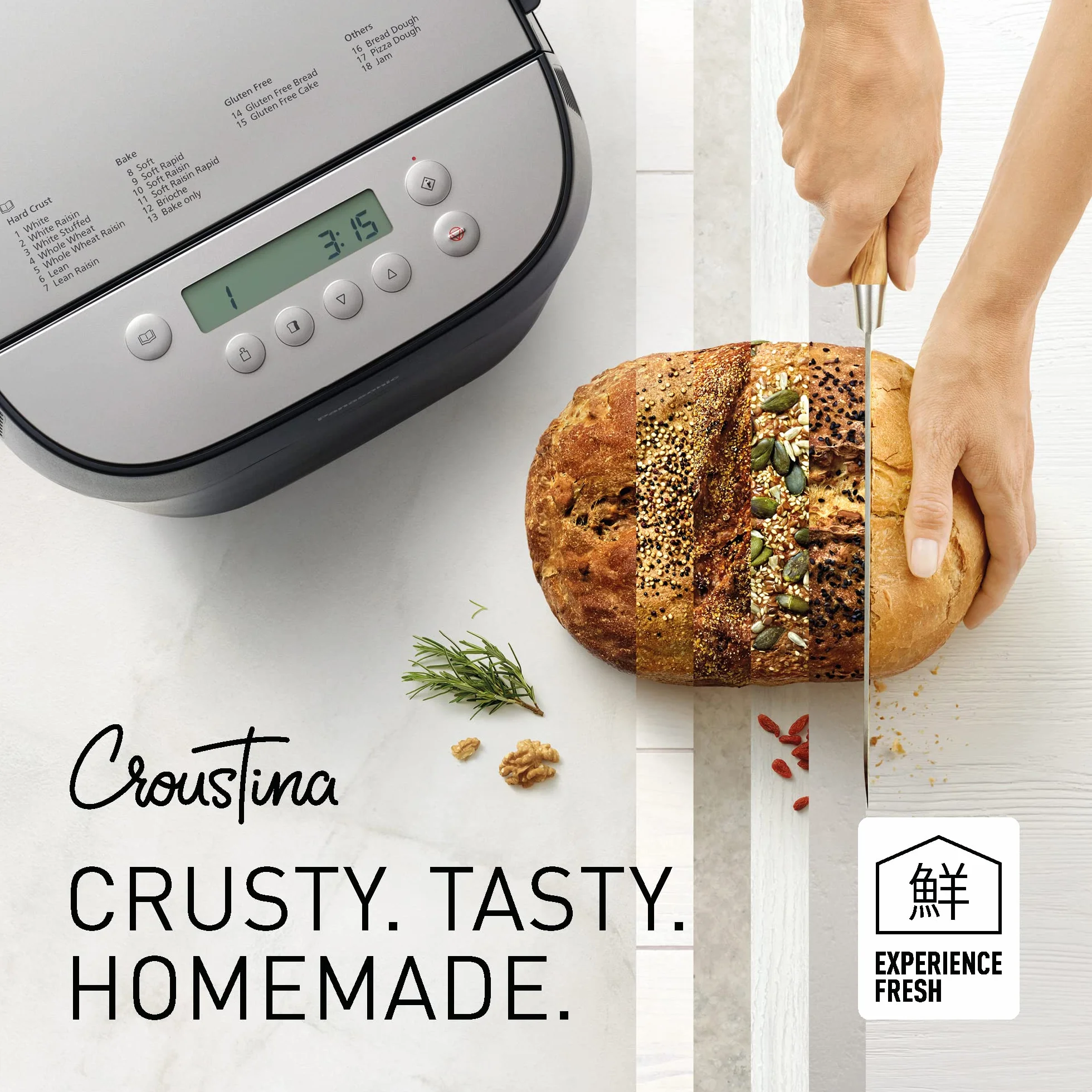 Panasonic Croustina SD-ZD2010 automat do pieczenia chleba (18 programów, maszyna do chleba, bezglutenowy, chrupiący chleb, pełnoziarnisty chleb), czarny
