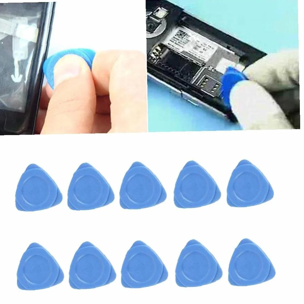 10 sztuk uniwersalne trójkątne plastikowe narzędzie do otwierania ciasta na telefon komórkowy laptop stół ekran LCD obudowa demontaż niebieskie kostki gitarowe