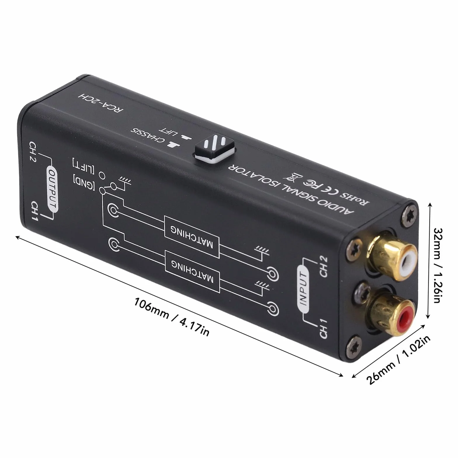 Izolator szumów pętli uziemienia 2-kanałowy filtr audio 600Ω 0-20kHz eliminator zakłóceń