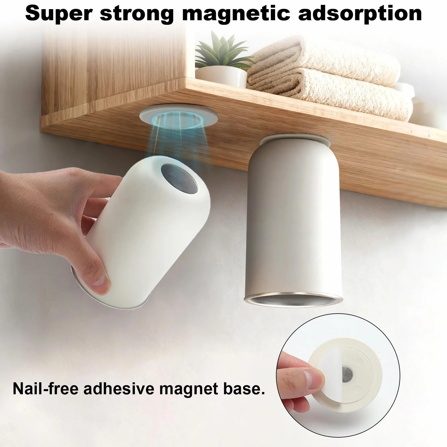 Magnetyczny Kubek na Szczoteczki, Kubek do Płukania Ust 350 ml ze Stali Nierdzewnej 304, 15 x 15 x 8 cm, Kubek Ścienny Bez Wiercenia, Odwrócone Suszenie, do Łazienki, Biały