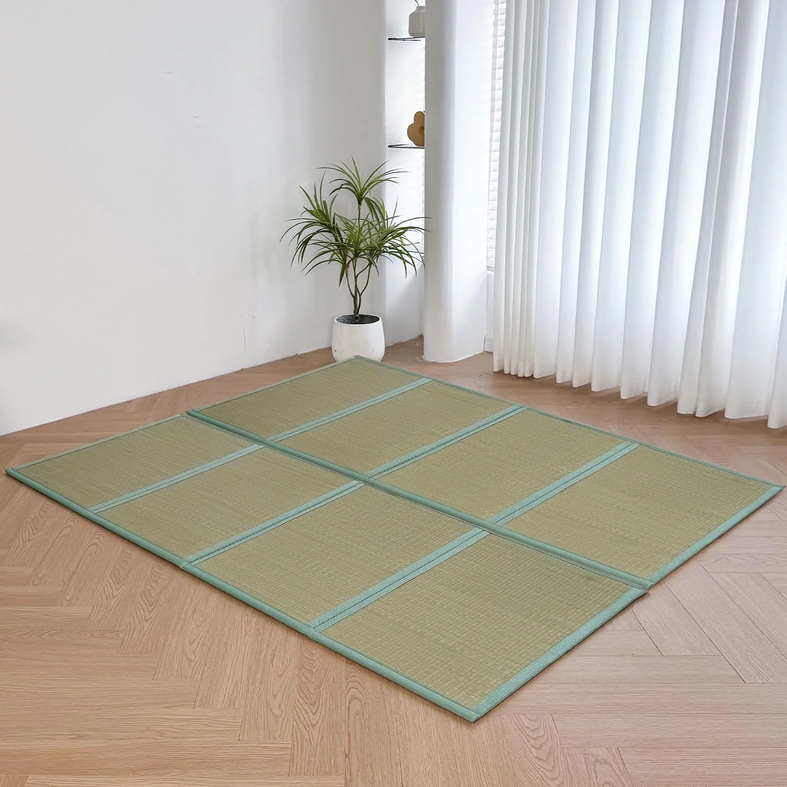 MAXYOYO Tatami mata Shikibuton 200x140x1,2 cm naturalna trawa zapach