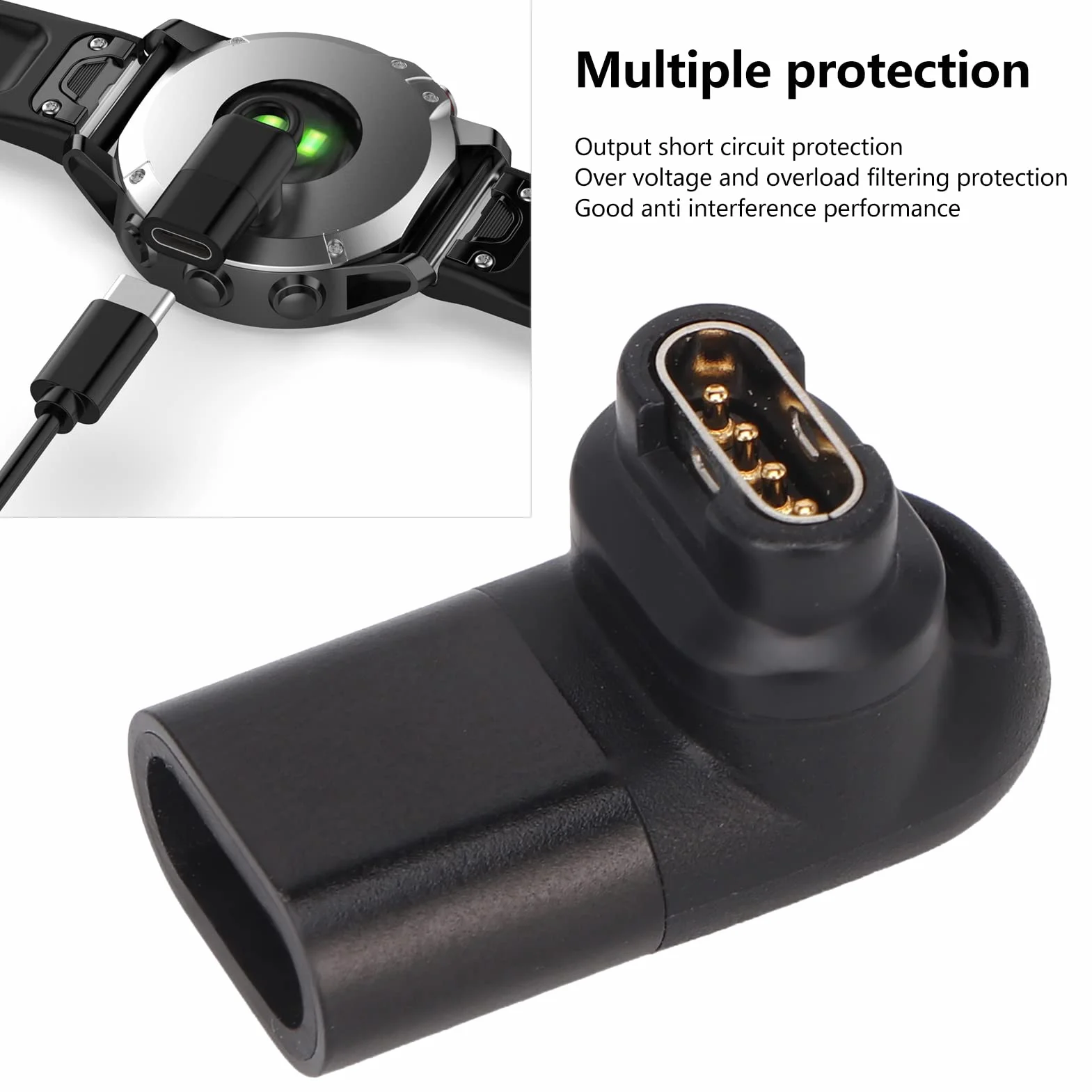 Kompatybilny z ładowarką Fenix ​​7 7S 7X do Adaptera Typu C, Przenośny Konwerter Szybkiego ładowania Adapter USB-C do Zegarka 5V