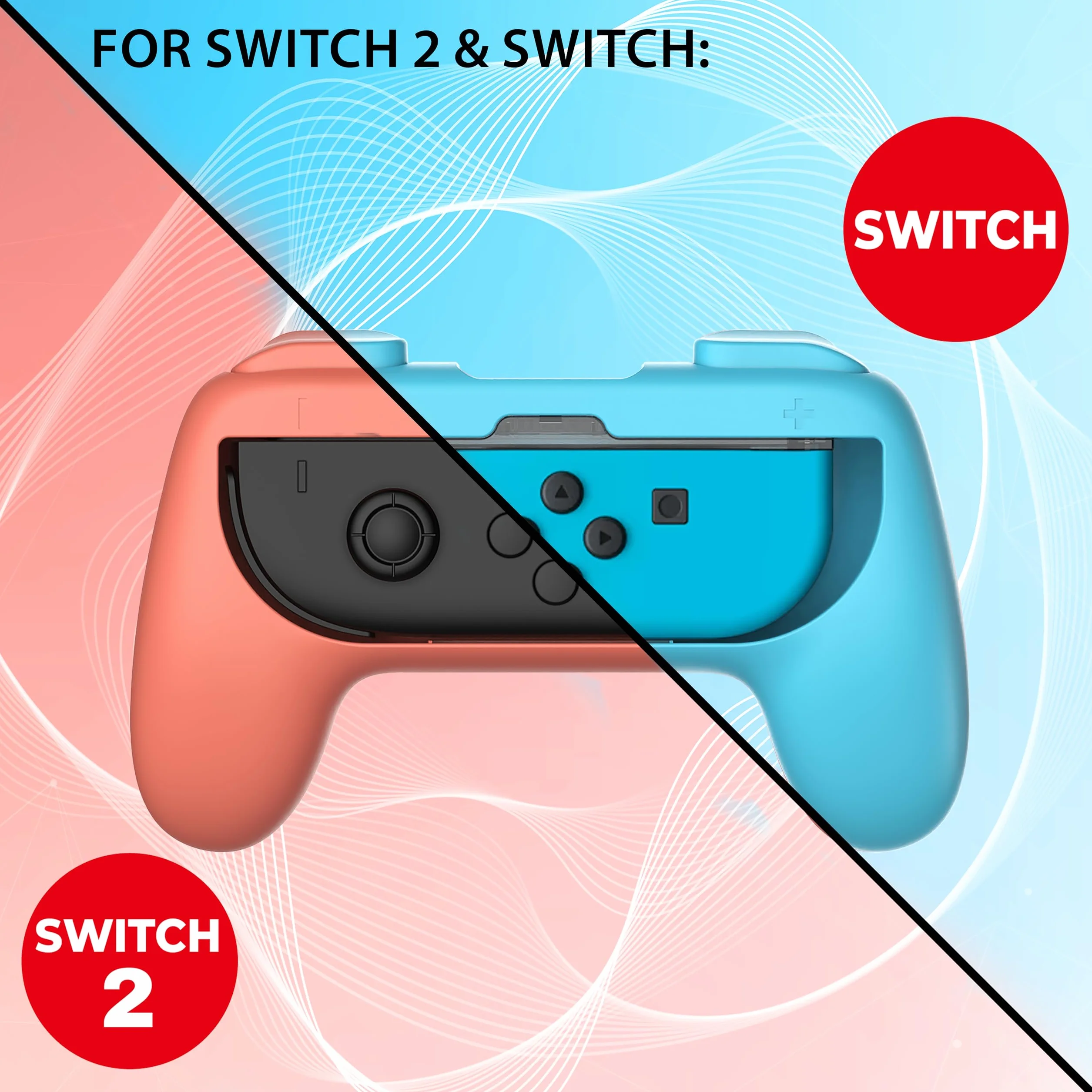 Subsonic - Subsonic Pack 2 uchwyty do Joy-con dla Nintendo Switch i Nintendo Switch 2 niebiesko-czerwony