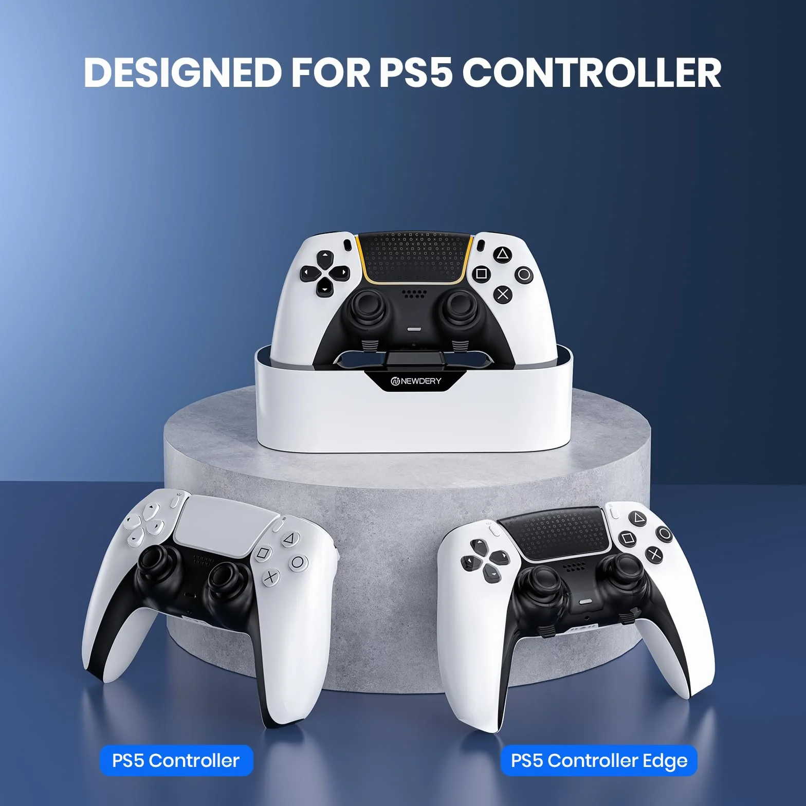 NEWDERY PS5 Controller Charger Station, szybka stacja ładująca do kontrolerów Playstation 5, zamiennik stojaka ładującego do PS5 i PS5 Pro