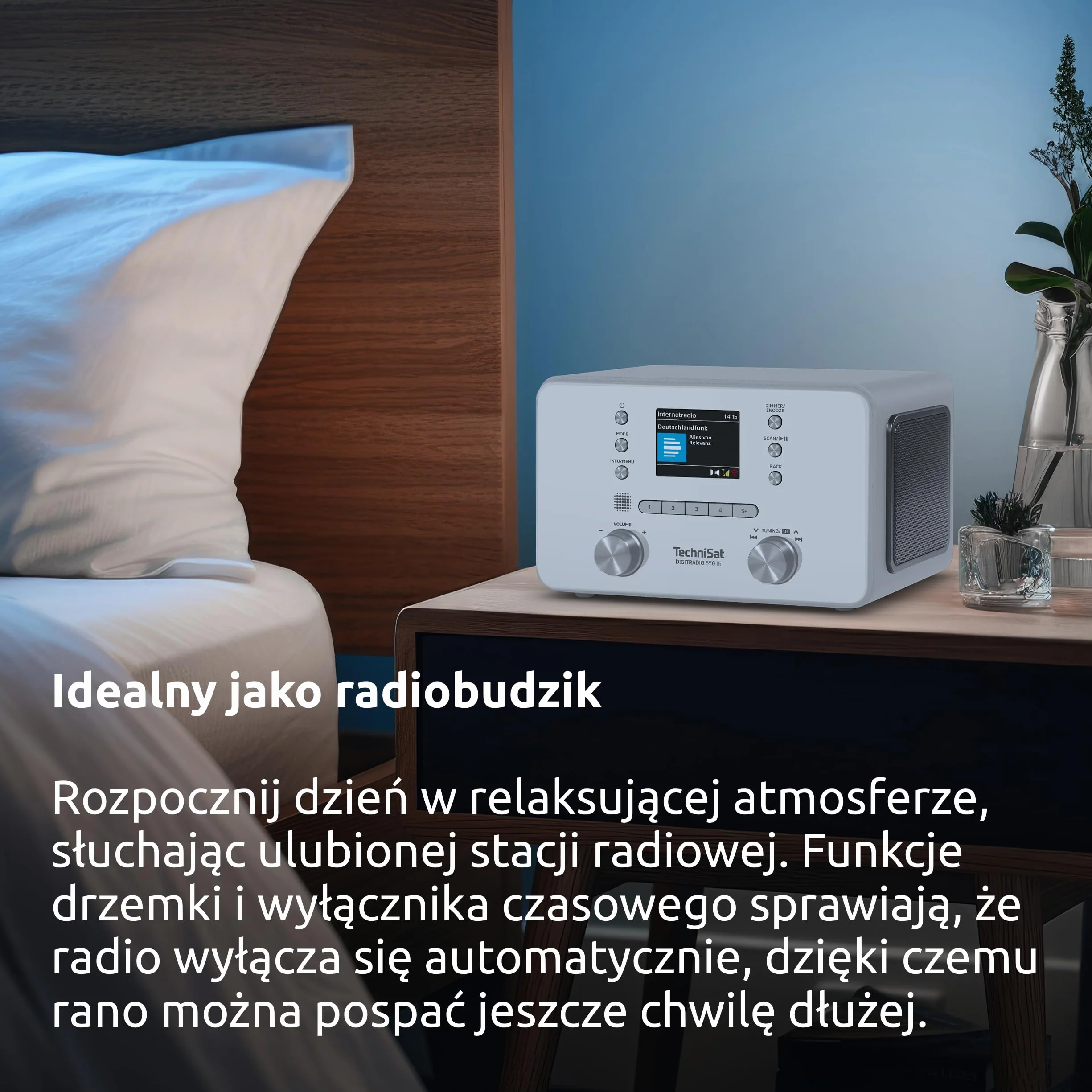 TechniSat DIGITRADIO 550 IR - Stereo radio internetowe (DAB+, UKW, WLAN, Bluetooth, sterowanie aplikacją, budzik) biały
