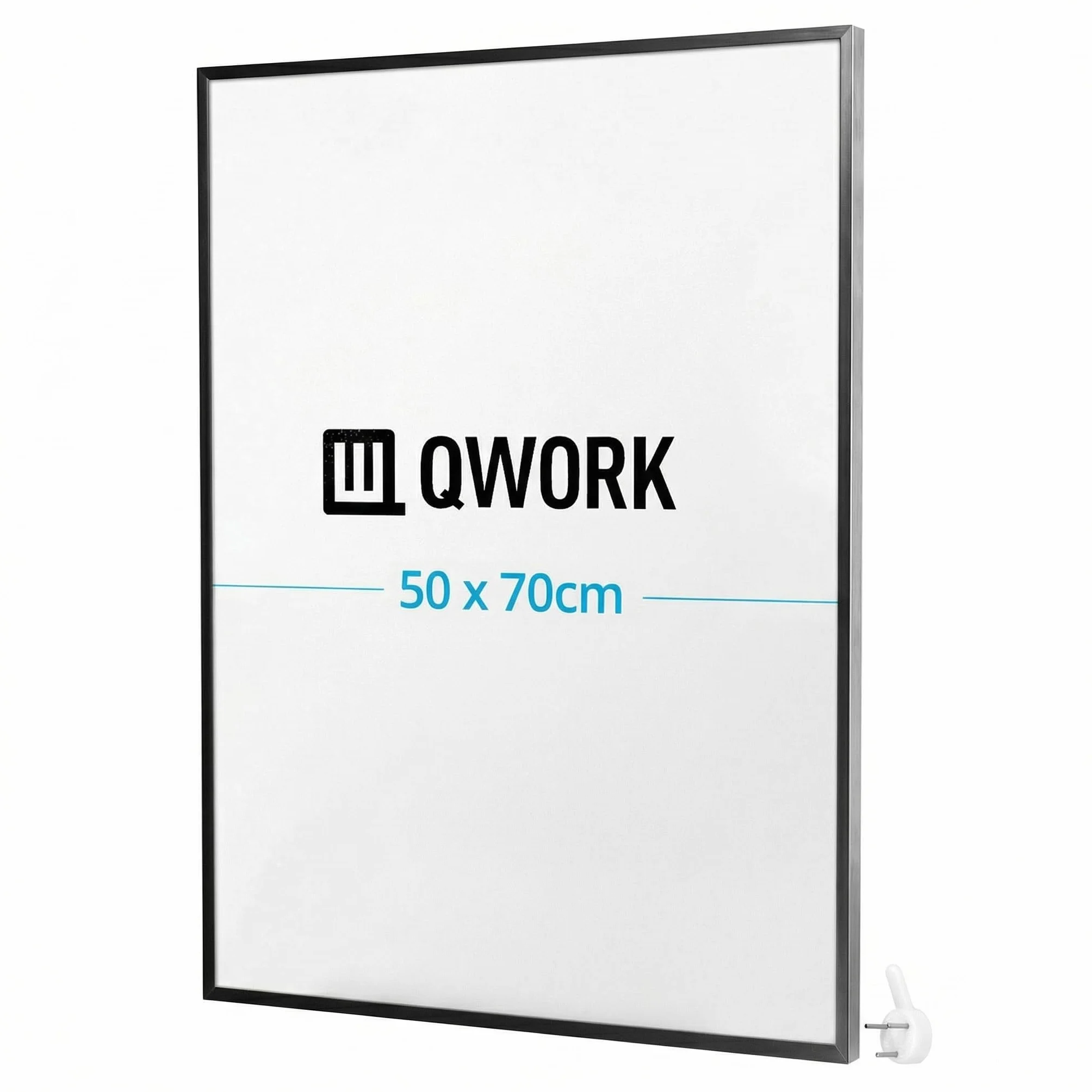 QWORK® Aluminiowa ramka na zdjęcia 50 x 70 cm, czarna matowa – odporne na pęknięcia szkło akrylowe – do portretów, puzzli, plakatów, dokumentów