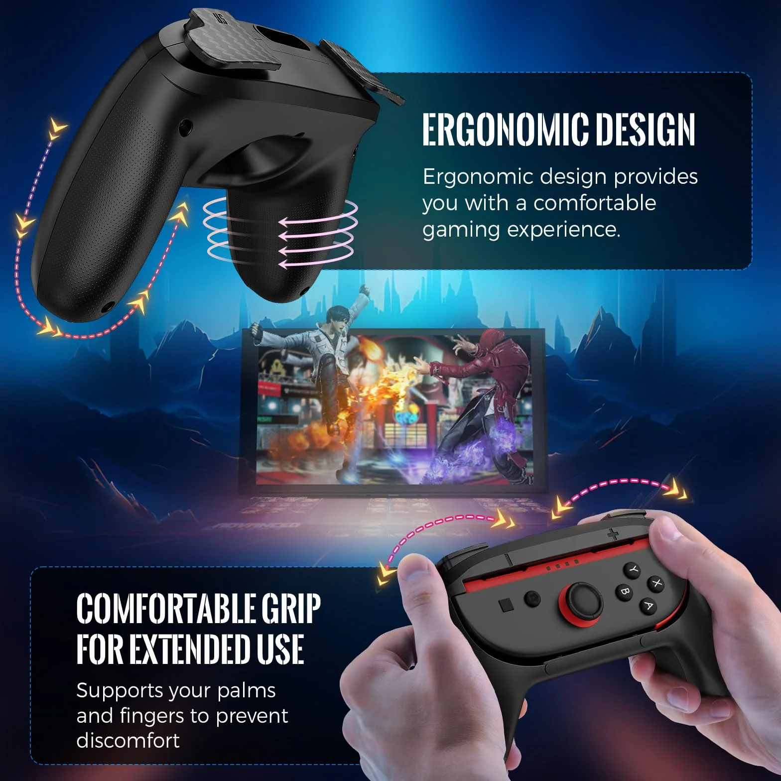 Lmcpa Joy-Con Uchwyty do Nintendo Switch 2 (2025), ergonomiczny, antypoślizgowy zestaw uchwytów, akcesoria do kontrolera Joy Cons, 2 sztuki, czarne