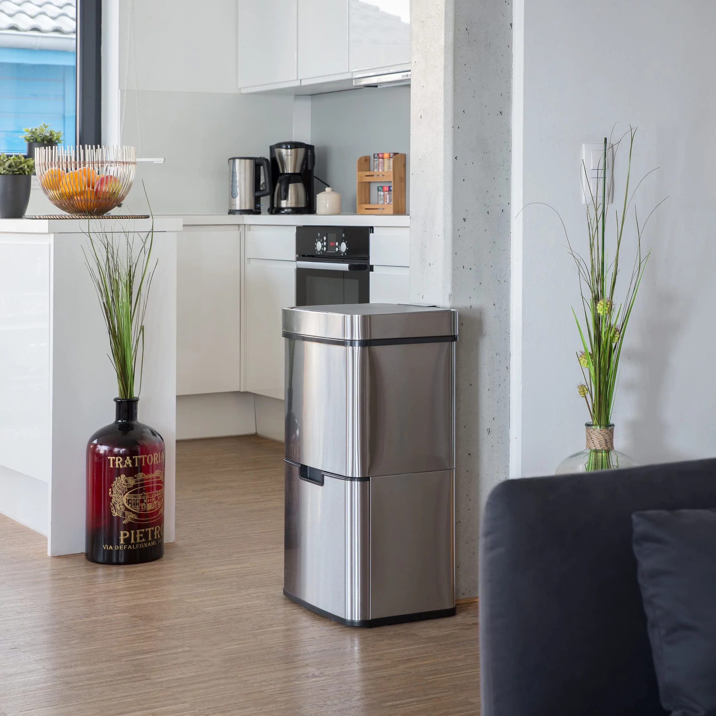 Relaxdays 3-Komorowy System Segregacji Śmieci 60 L Srebrny