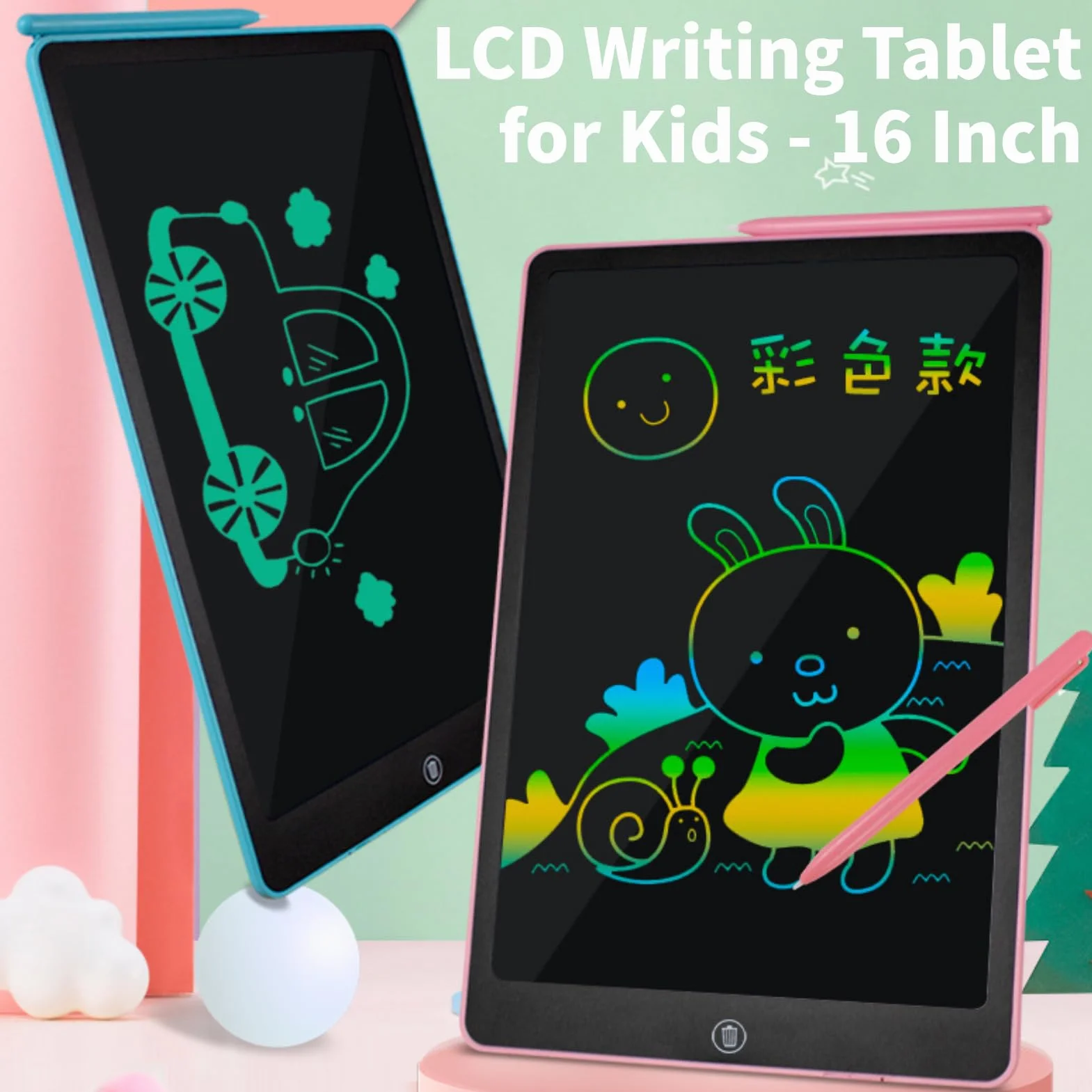 Tablet do Pisania LCD, 16-calowy Notatnik Cyfrowy z Podwójnym Wyświetlaczem, Elektroniczne Bloki do Rysowania z Piórem, Używana Podkładka do Pisania do Szkolnego Biura,
