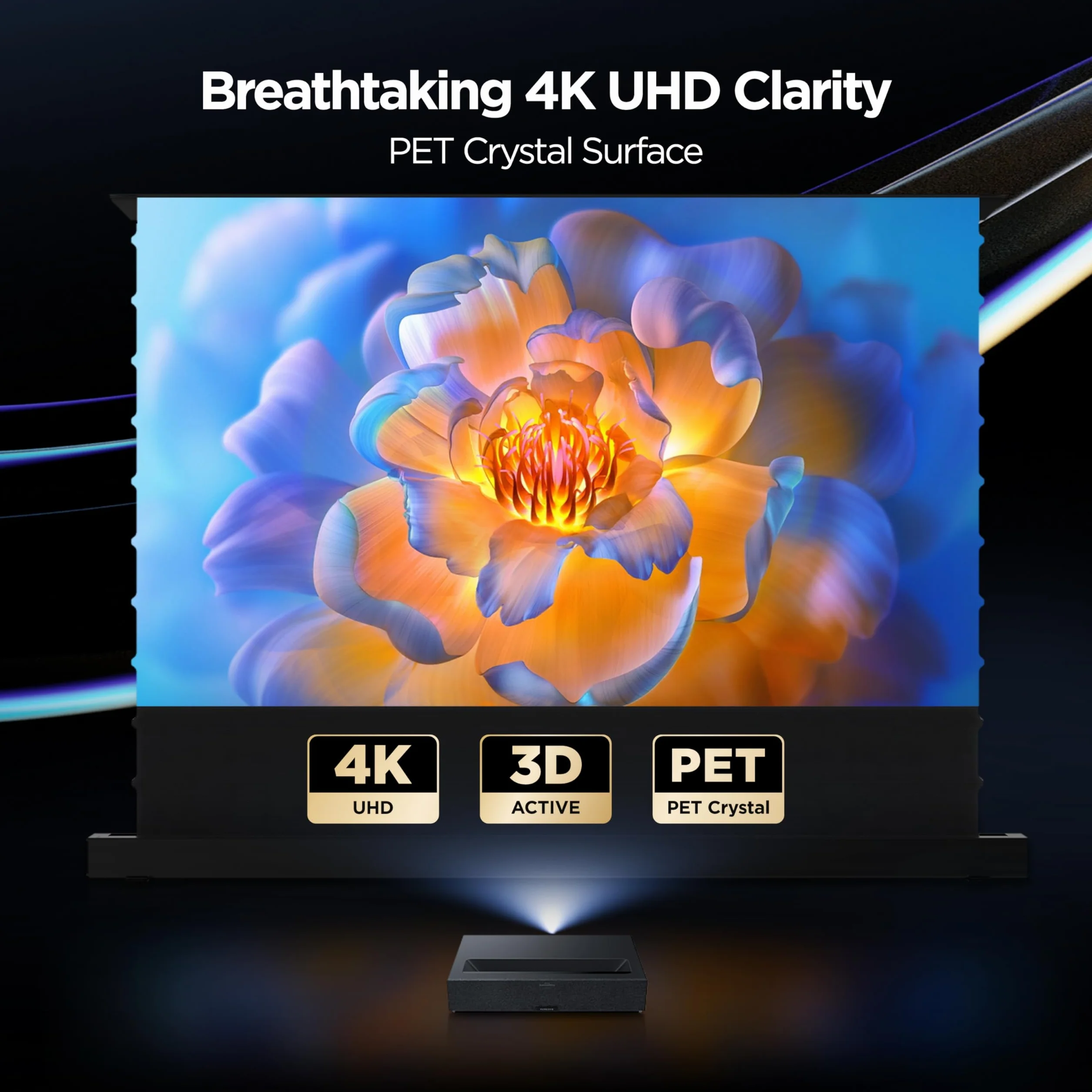 Ekran Projektora, 120 Calowy Stojący Rozciągany Elektrycznie, ALR CLR, 4K UHD Laserowy Ekran TV, Przenośne Kino Domowe, Ekran do Projektora Krótkiego Zasięgu, Bez Montażu