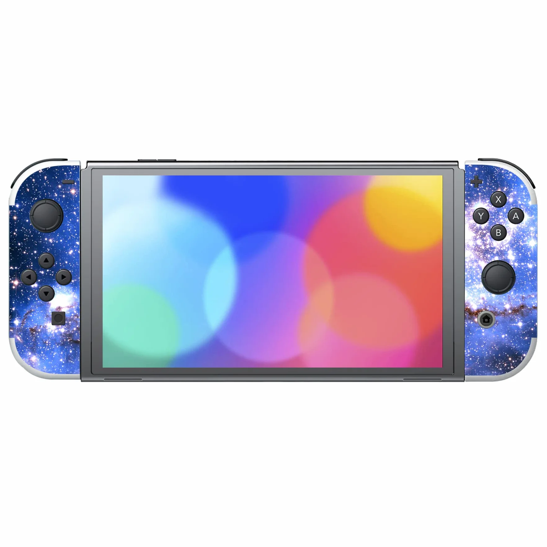 PlayVital Naklejka Skóry do Switch OLED Stickers Vinyl,Skórka Naklejki do Switch OLED Console & Joycon & Dock & Grip-Niebieska Galaktyka