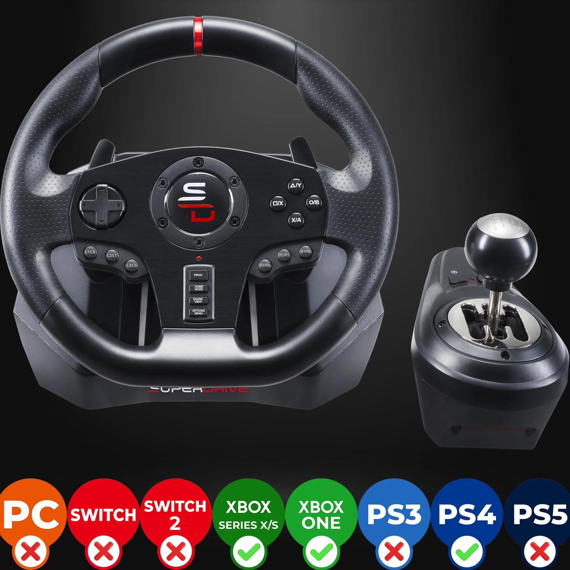 Subsonic Gs850-X Koło wyścigowe z ręczną manetką 3 pedały wiosła Xbox Series X/S PS4 Xbox One