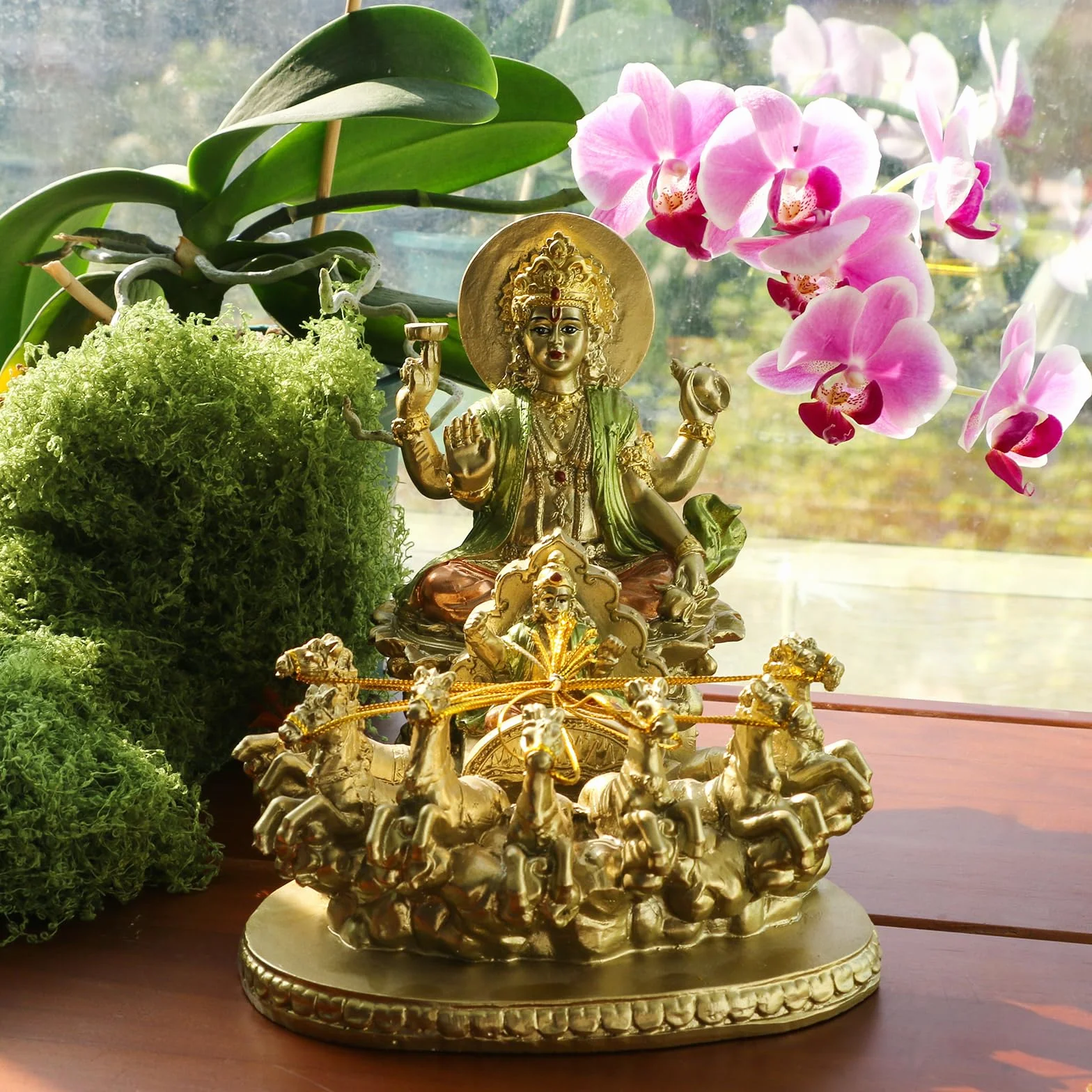 Hinduski bóg lord Surya słońce rzeźba - Indie religijne prezenty rękodzieło indijski bóg suryadev figurka hinduizm murti dom mandir świątynia Pooja przedmiot Diwali ślub powrót prezent Alatr joga wystrój pokoju