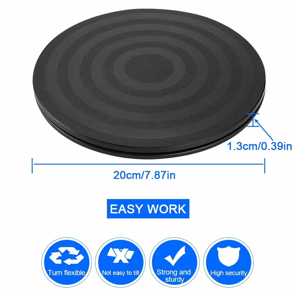 Obrotowy stojak obrotowy o 360°, wytrzymały stojak obrotowy Lazy Susan ze stalowymi łożyskami kulkowymi do telewizora, monitora, laptopa, głośnika, ceramiki, rzeźby, rzemiosła (20 cm)
