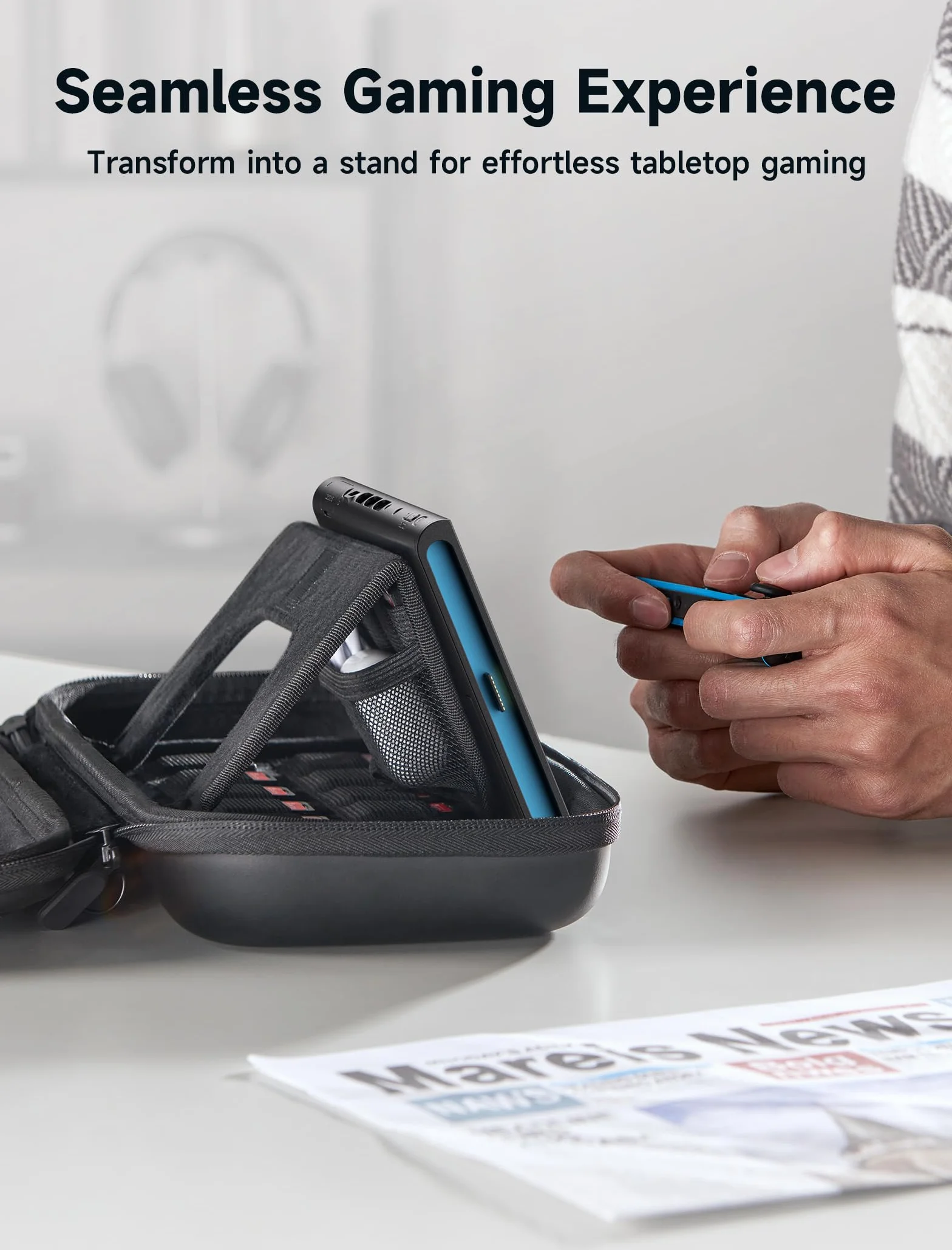 JSAUX Torba kompatybilna z Nintendo Switch 2 2025, ochronna twarda torba z 15 przegródkami na karty do gry, przenośna torba podróżna na konsolę Switch 2 i akcesoria, czarna