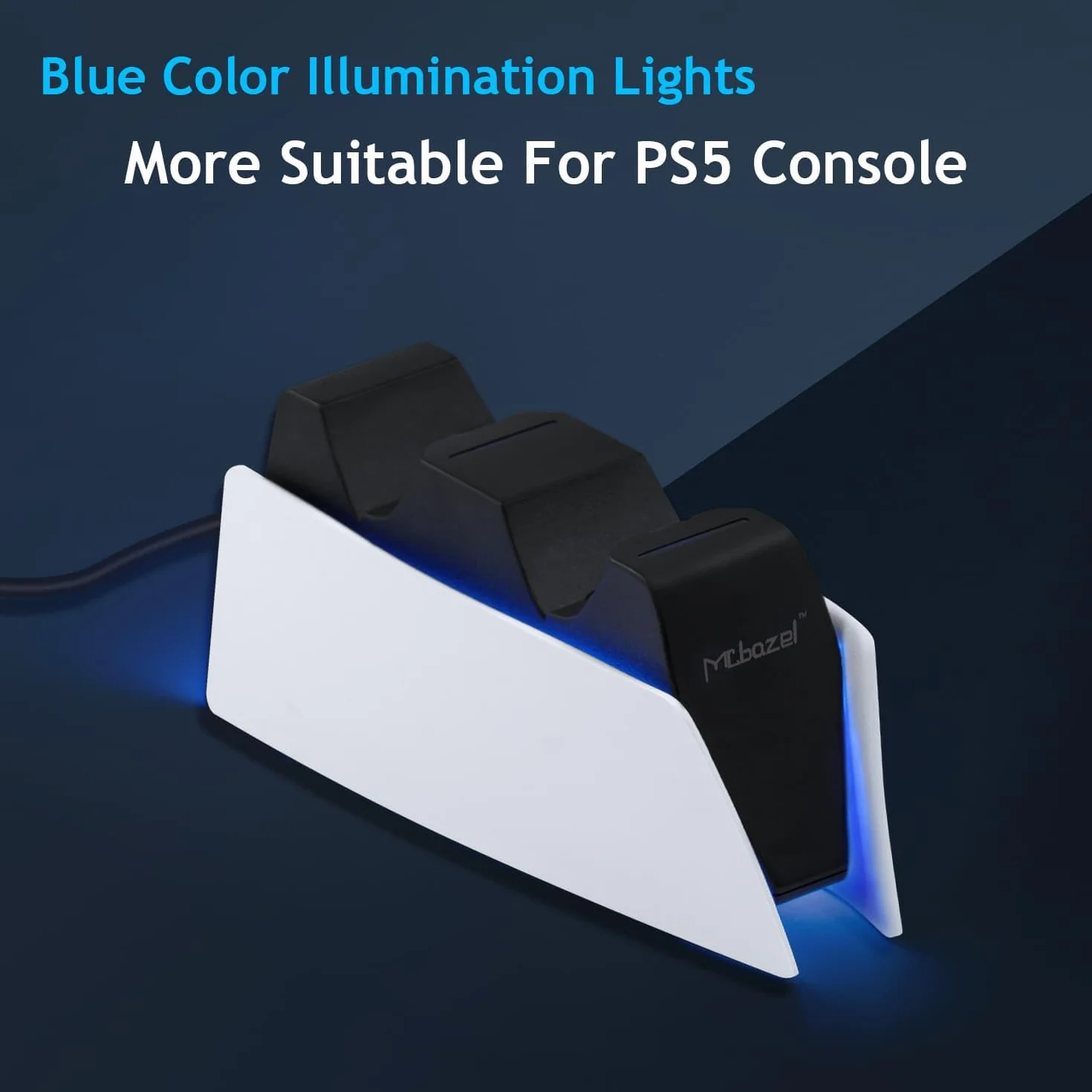 Mcbazel Stacja ładująca PS5 kontroler do kontrolera PS5 DualSense, stacja ładująca ze wskaźnikami LED / szybkie ładowanie/potrójna ochrona