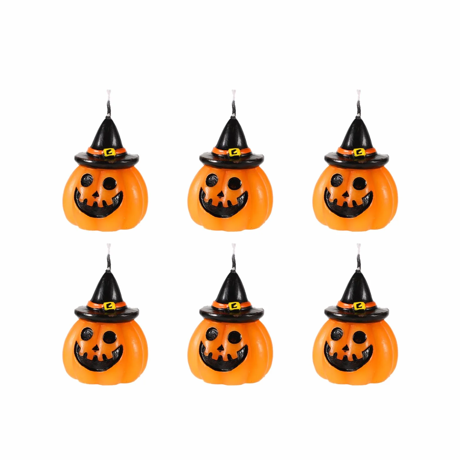 6 Szt. Swiece Dyniowe, Swiece na Halloween Slodkie Dynia Twarz Ducha z Kapeluszem Czarownicy Dekoracje na Wosk Mini Prezent Jesien Halloween Przyjecie Domowe Wystrój