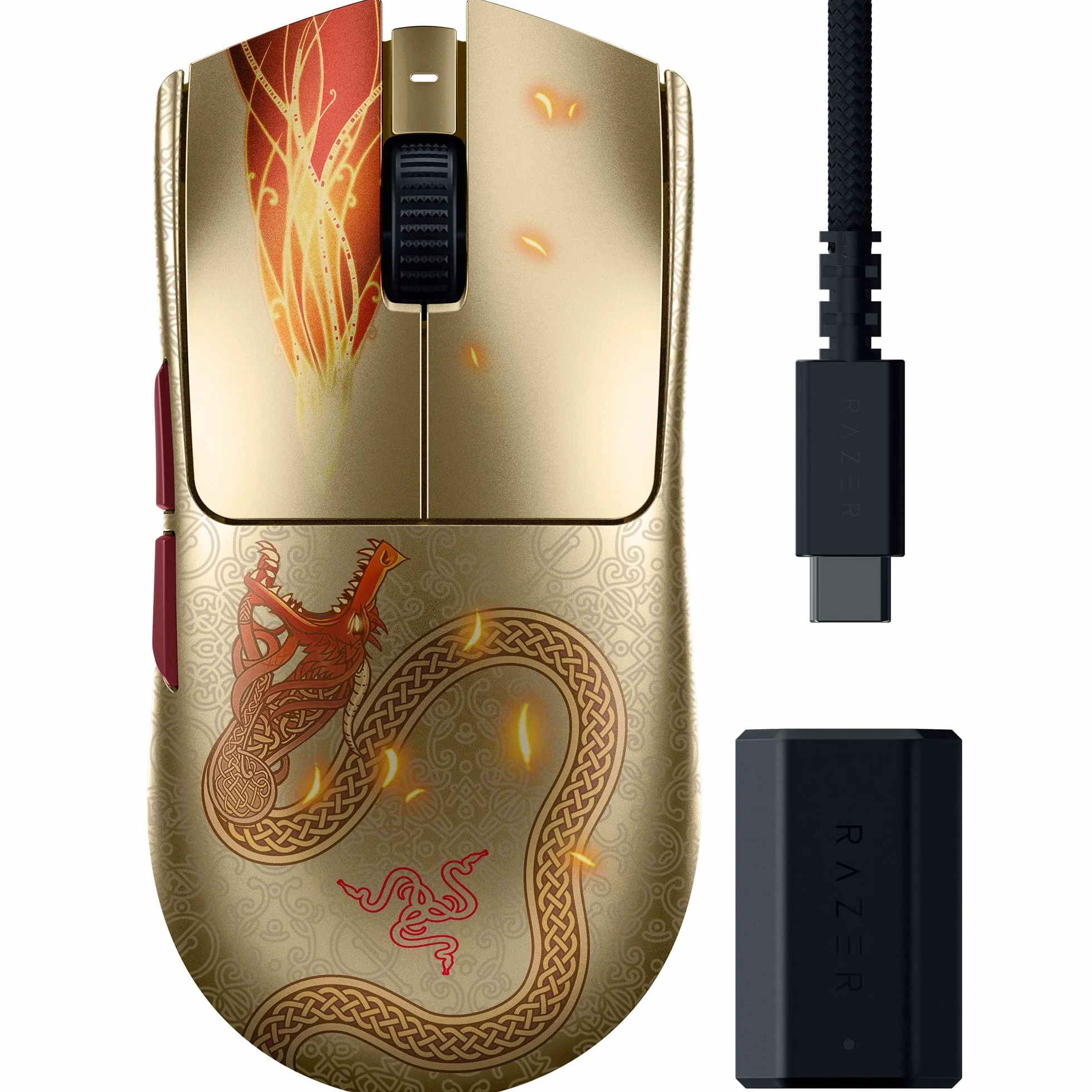 Razer Viper V3 Pro Counter-Strike 2 Dragon Lore - Ultralekka bezprzewodowa mysz do e-sportu - 55g - 8K HyperPolling - Czujnik Focus Pro 35K DPI - 2,4 GHz HyperSpeed - 95 godzin - PC/Mac | Dragon Lore