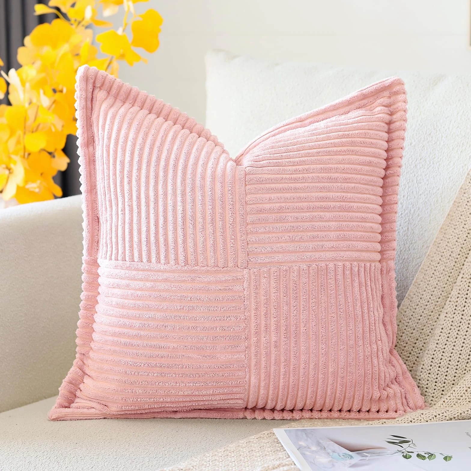 Artscope Poszewki na poduszki w stylu szkockim z aksamitem z szyciem, super miękkie poszewki na poduszki w stylu boho, szerokie dekoracyjne teksturowane poszewki na poduszkę do kanapy, sofy, łóżka