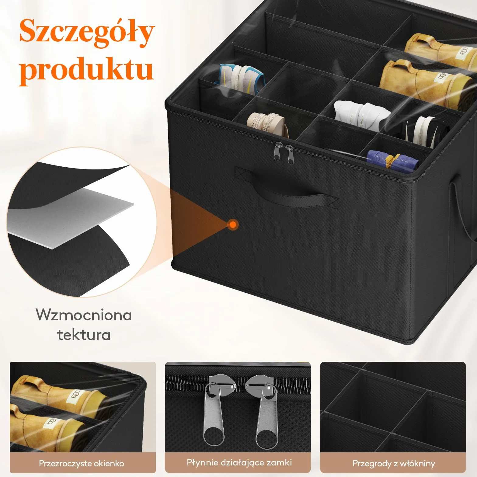 Lifewit Organizer do przechowywania butów, pasuje do 12-16 par, duży pojemnik z przezroczystą pokrywą i wzmocnionymi uchwytami