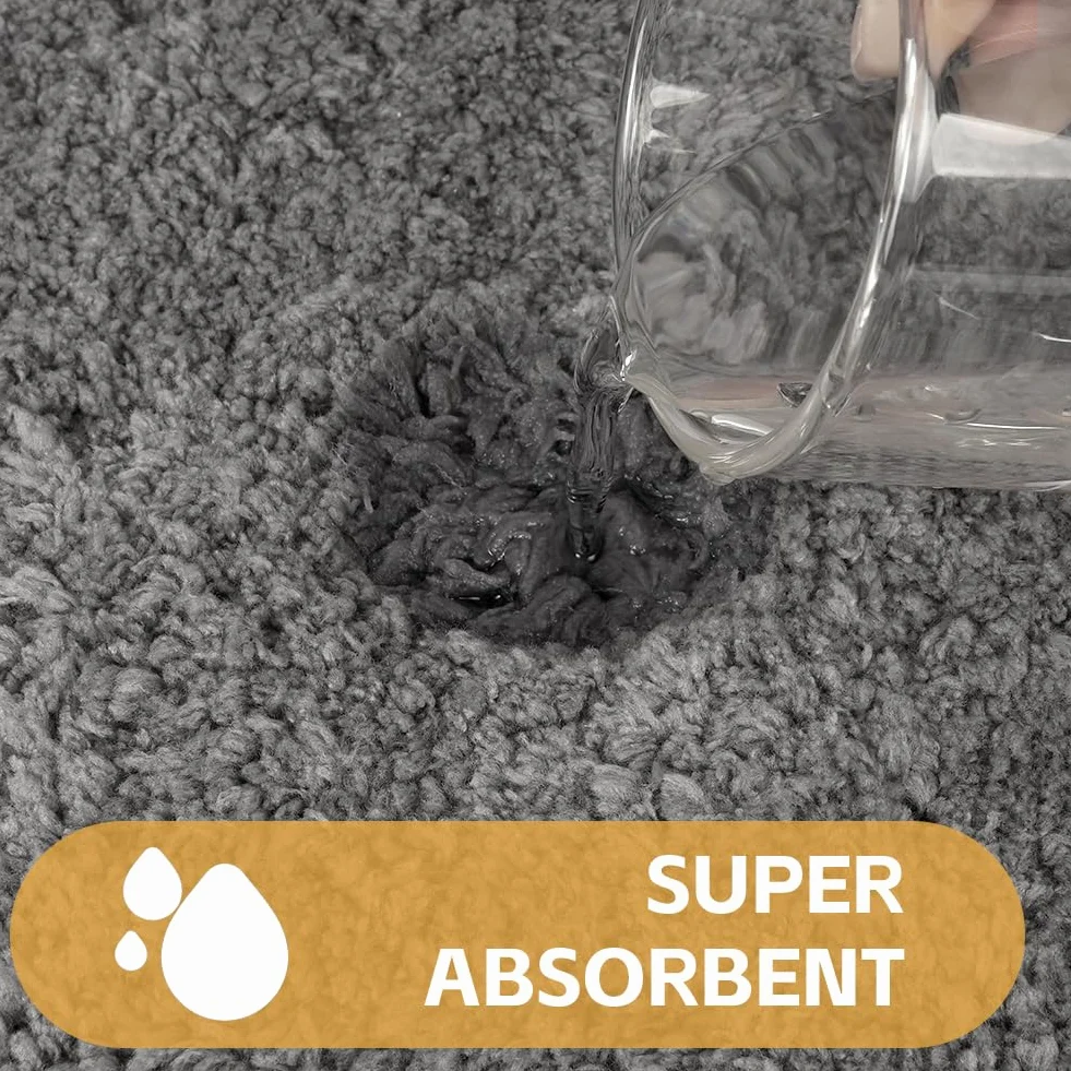 AUAUY Puszysta mata łazienkowa z mikrofibry, antypoślizgowa, nadająca się do prania, bardzo miękka i chłonna, pod podłogę, do wanny, prysznica, 2,5 cm, super gruby dywanik łazienkowy i dywanik dla