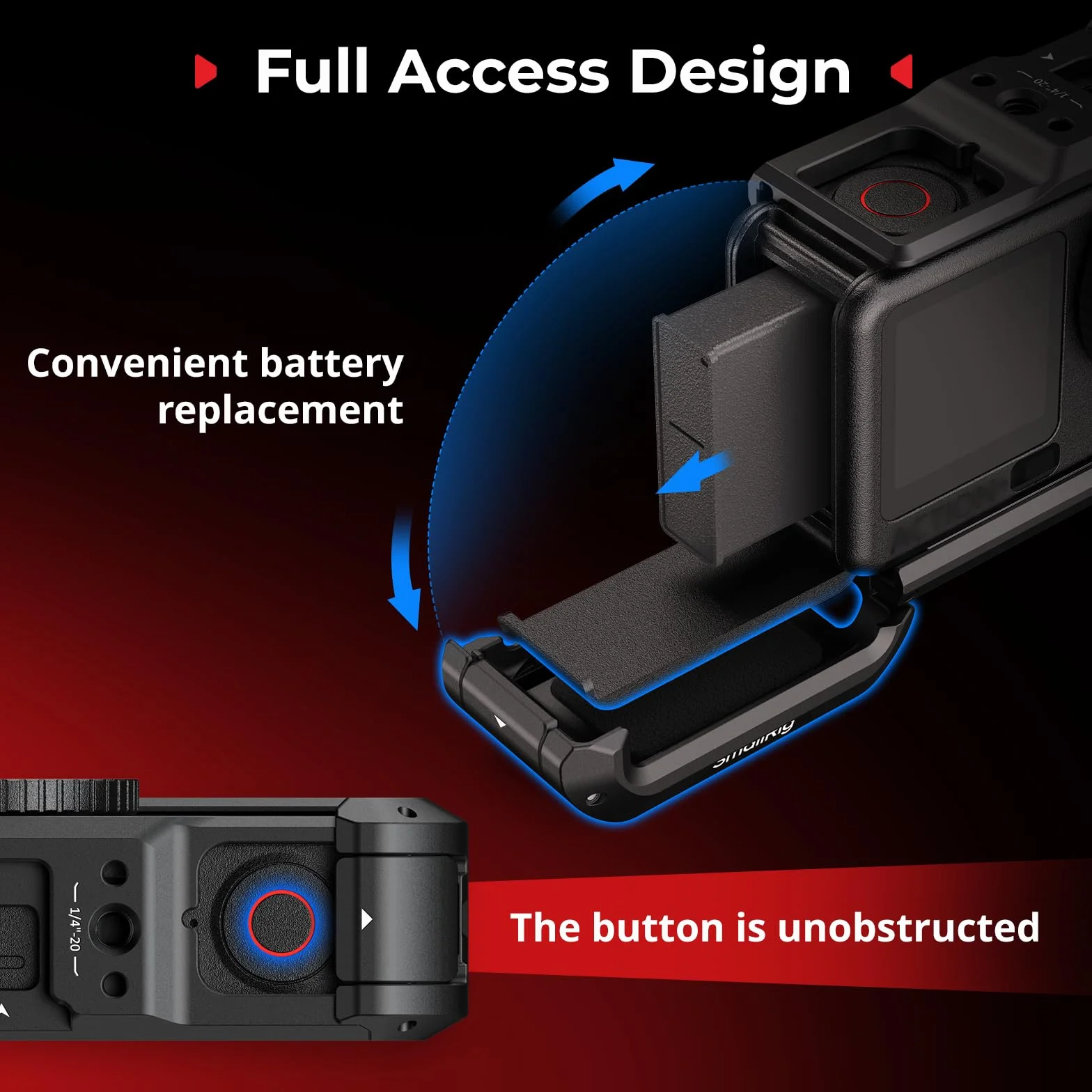 SMALLRIG Klatka do DJI Osmo Action 6 (wersja podstawowa), klatka do kamery z wieloma interfejsami rozszerzeń, rama ochronna z zimną stopką, lekka i stabilna, pełny dostęp design - 5886