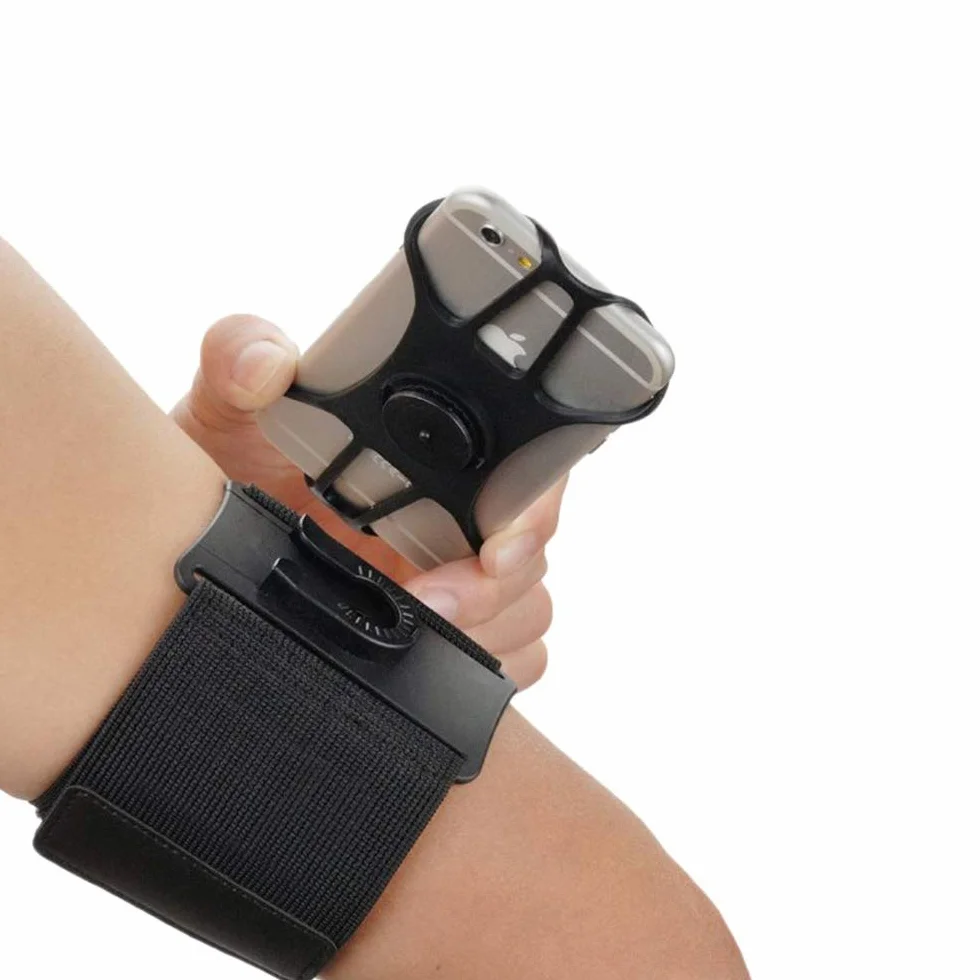 Opaska sportowa na ramię Opaska na nadgarstek z przedramieniem do smartfona z regulowanym paskiem, obrót o 360°, opaska na telefon 4–6,5", do roweru, joggingu, ćwiczeń, sportu (czarna)