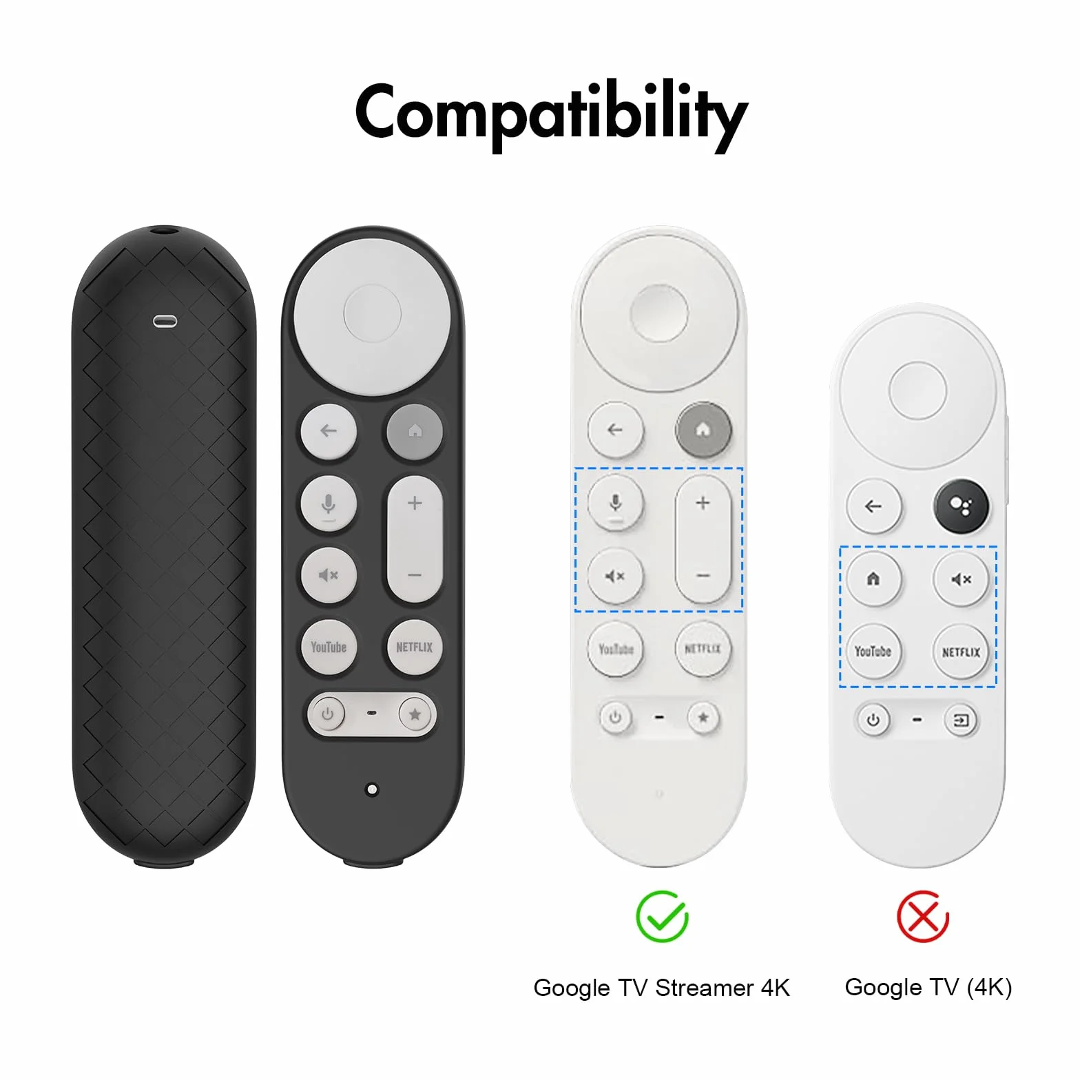 FTRONGRT Etui kompatybilne z Google TV Streamer 4K 2024, elastyczny silikon, ochrona przed upadkiem i kolizją, lekka, odporna na wstrząsy osłona ochronna. Czarne