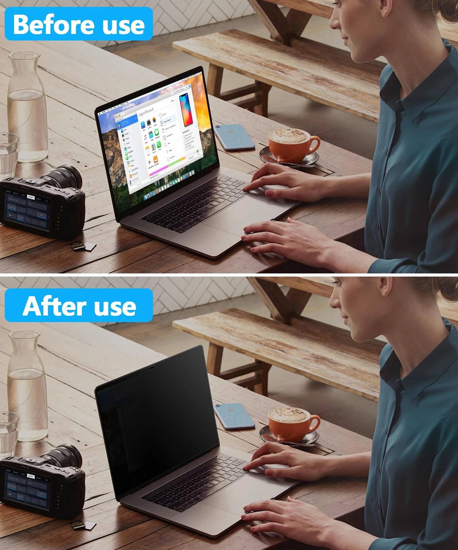 PYS 4-kierunkowa ochrona przed wzrokiem do MacBooka Air 33.0 cm (2018-2021, M1), filtr prywatności 360 stopni, matowa osłona antyodblaskowa, ochrona przed zarysowaniami