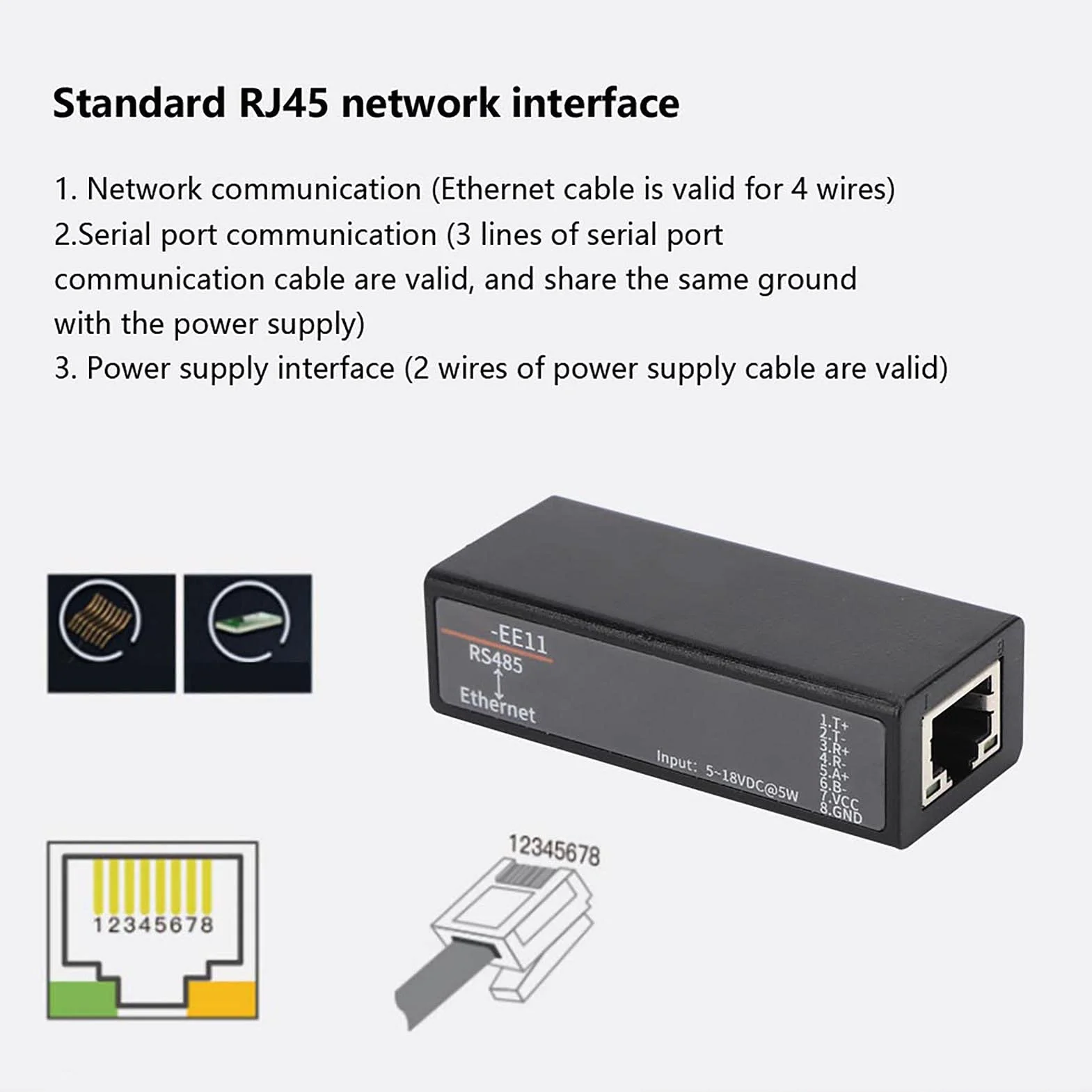 HF7121 Moduł Komunikacyjny Serwer Szeregowy Ethernet DTU 5-36VDC Linux 10/100M Ethernet 460800 bps MIPS MCU 32MB RAM 16MB Flash