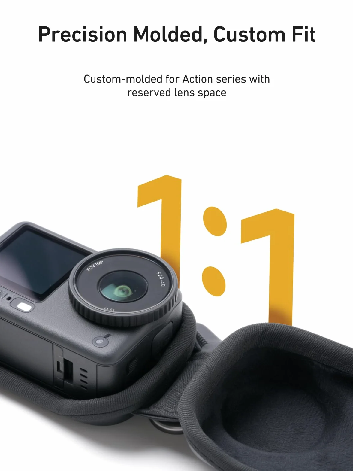 TELESIN Mini etui ochronne do DJI Osmo Action 6/5 Pro/4/3, wodoszczelne twarde etui z tworzywa EVA z karabińczykiem i otworem na dno, do kijków do selfie / statywu, akcesoria (czarne)