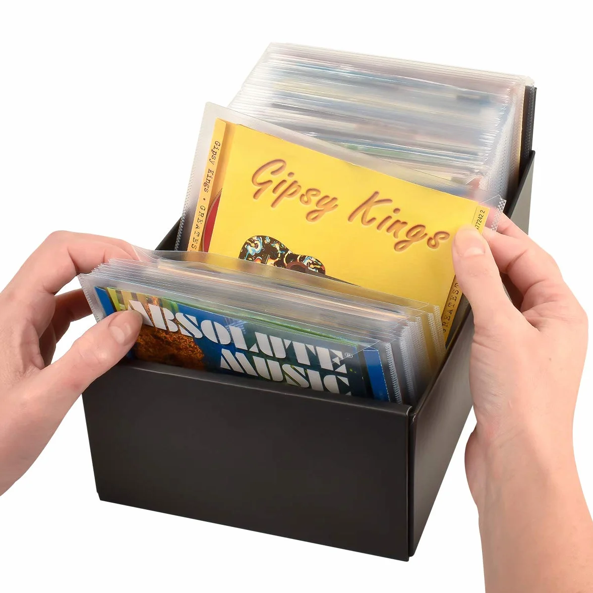 3L Pudełko do przechowywania płyt DVD, CD i Blu-ray – praktyczny i zajmujący mało miejsca system przechowywania – czarne – 10290
