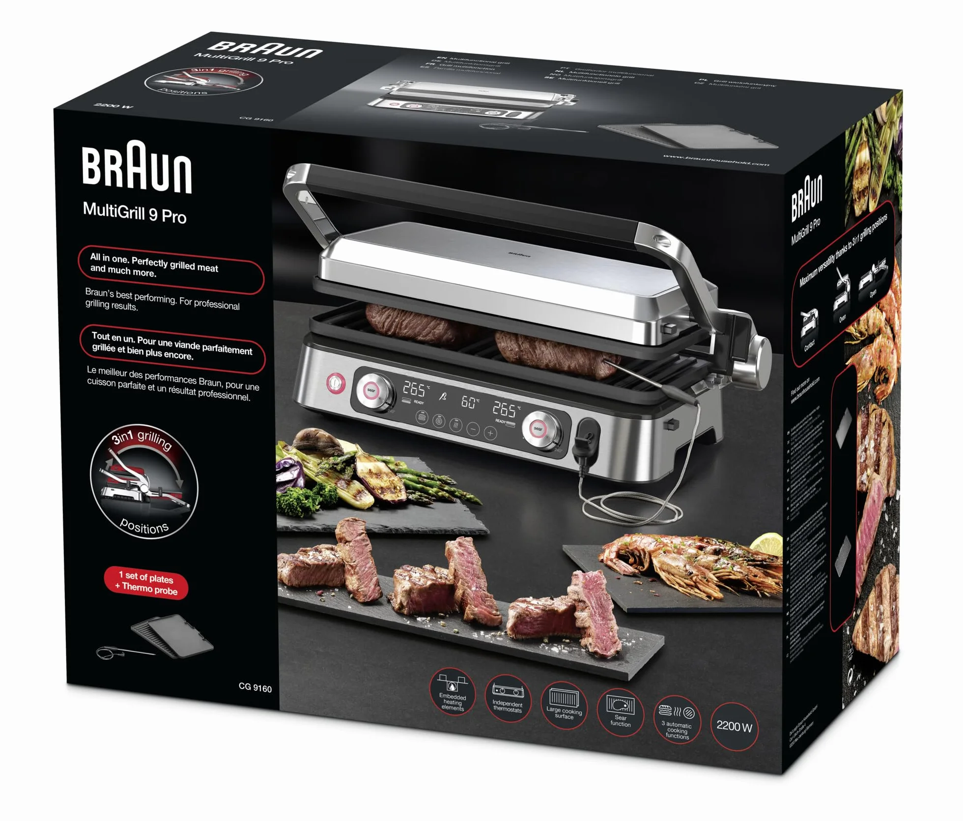 Braun MultiGrill 9 Pro CG 9160 grill elektryczny 2200 W czarny stal nierdzewna