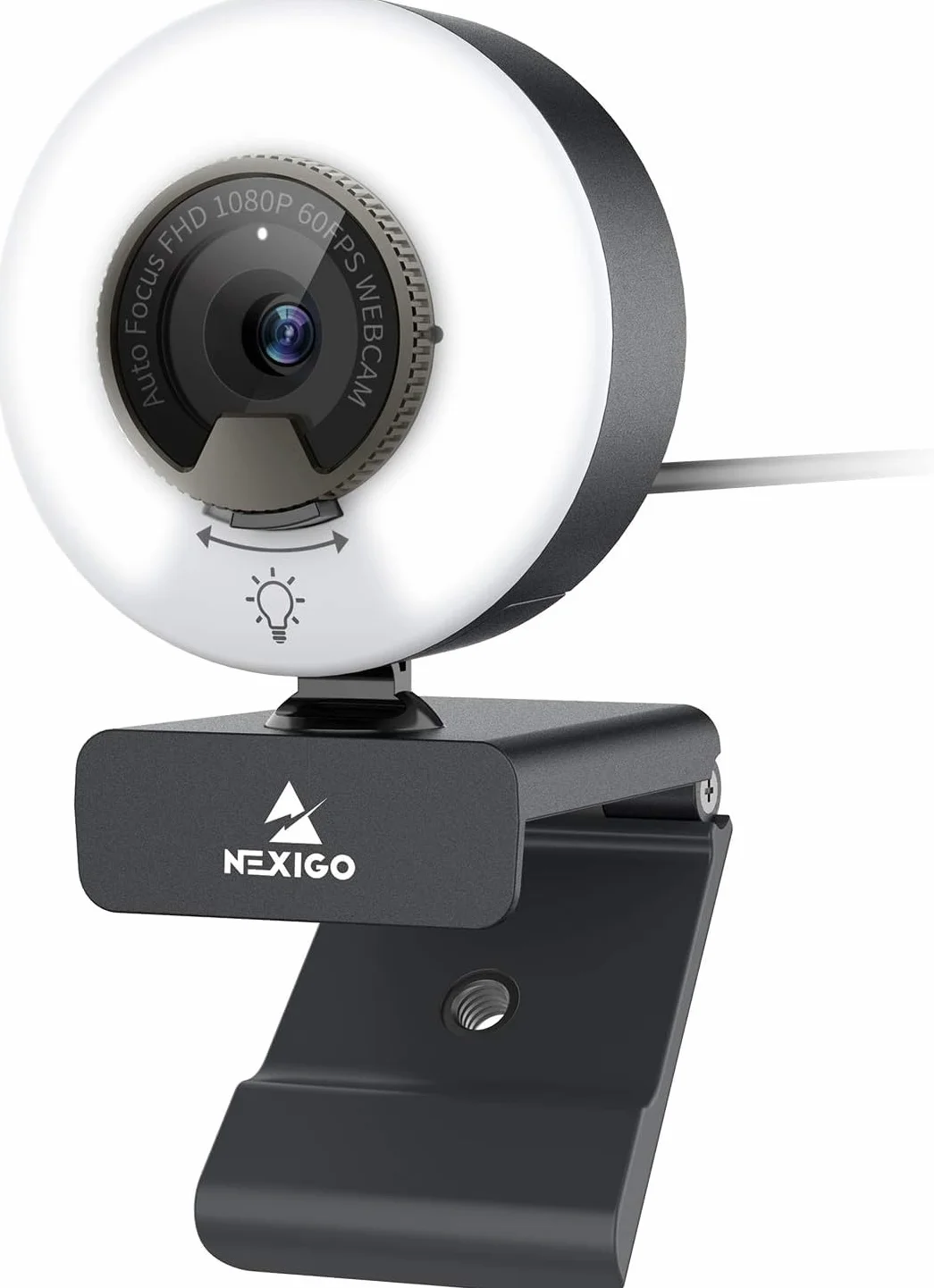 NexiGo N960E Kamera internetowa 1080P 60FPS ze światłem, w zestawie oprogramowanie, szybki autofokus, wbudowana osłona prywatności, kamera internetowa USB, podwójny mikrofon stereo, do spotkań Zoom