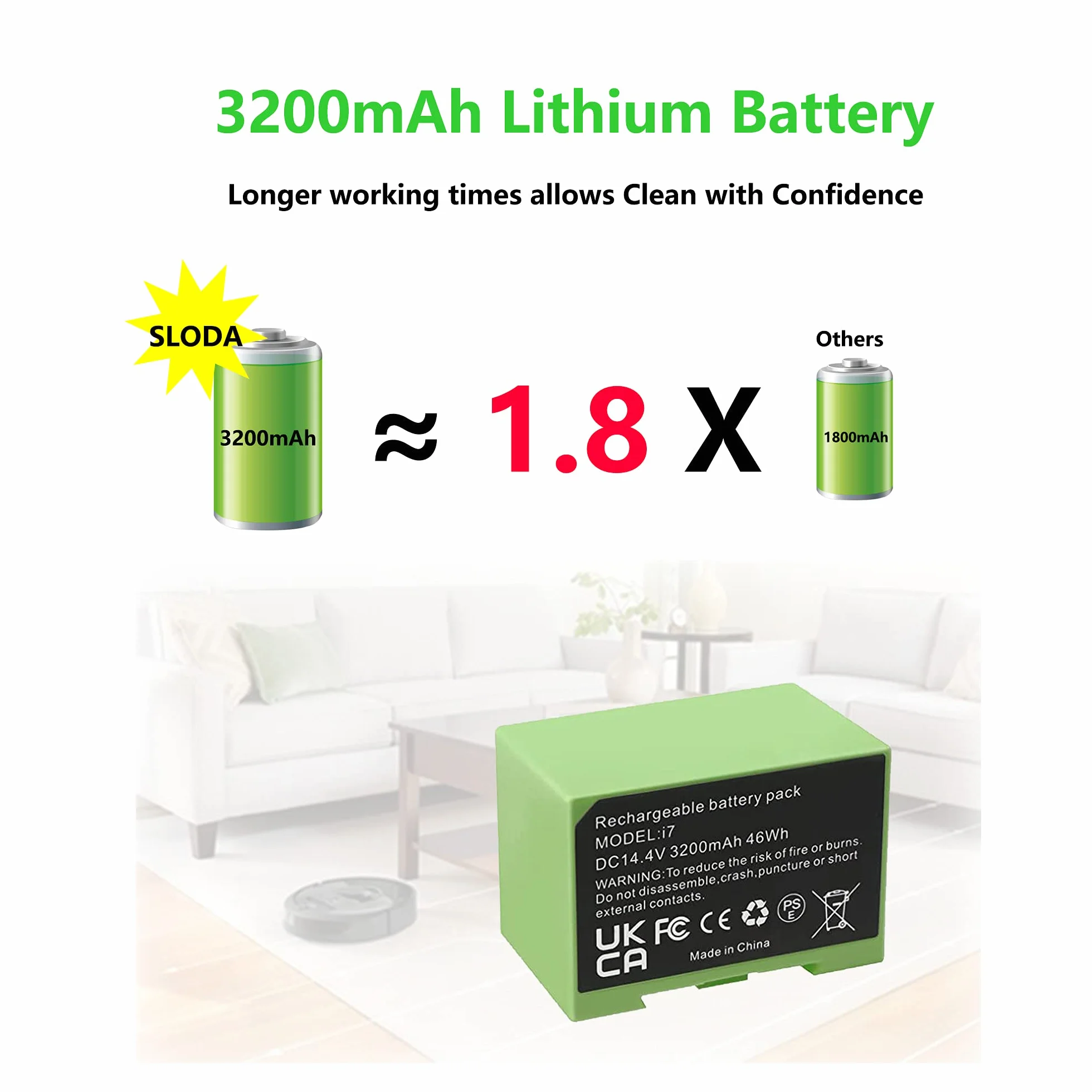 SLODA Zastępczy akumulator do iRobot Roomba seria i7 i3 i4 3200mAh