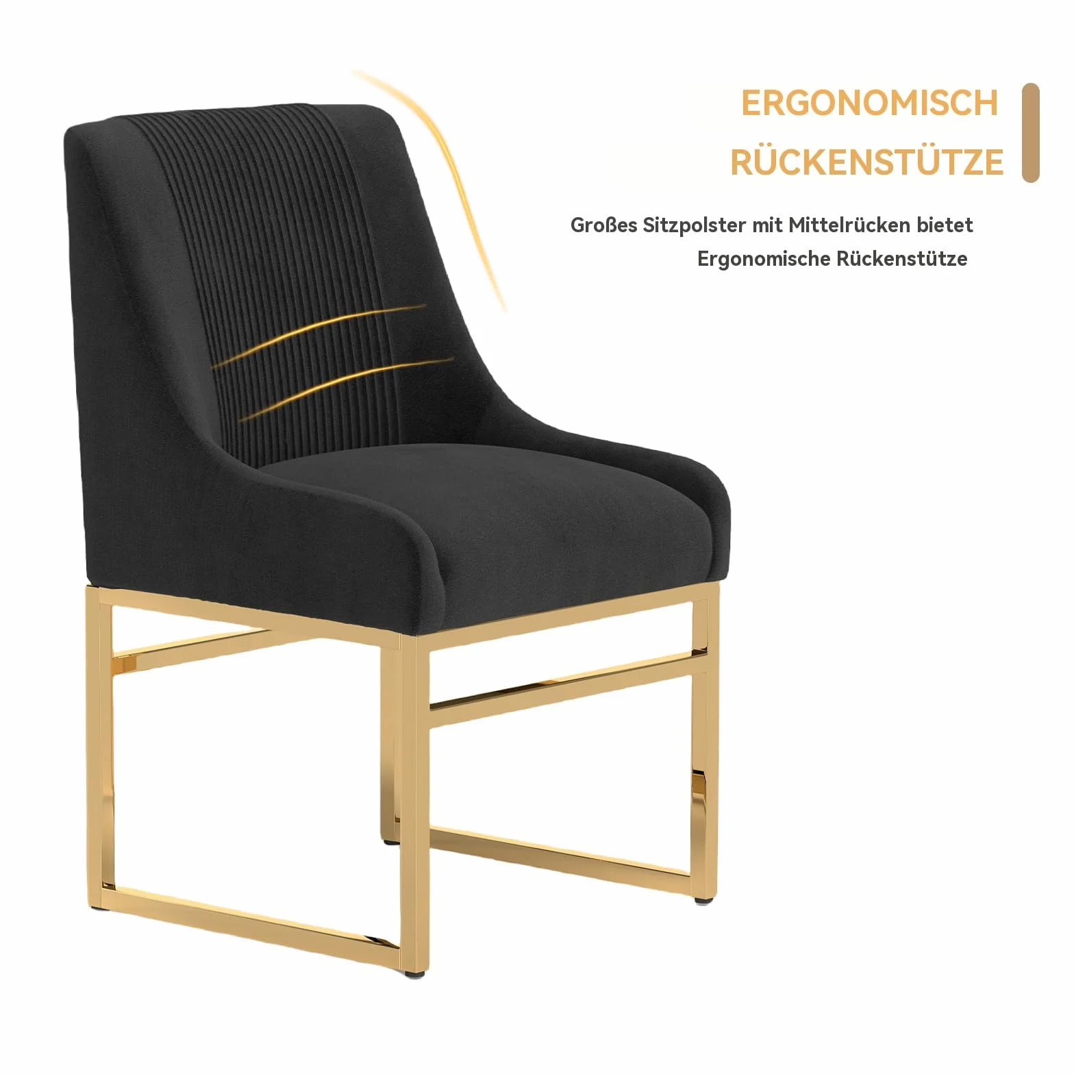Zestaw 2 krzeseł kuchennych aksamitne złote nogi metalowa rama mid-century modern