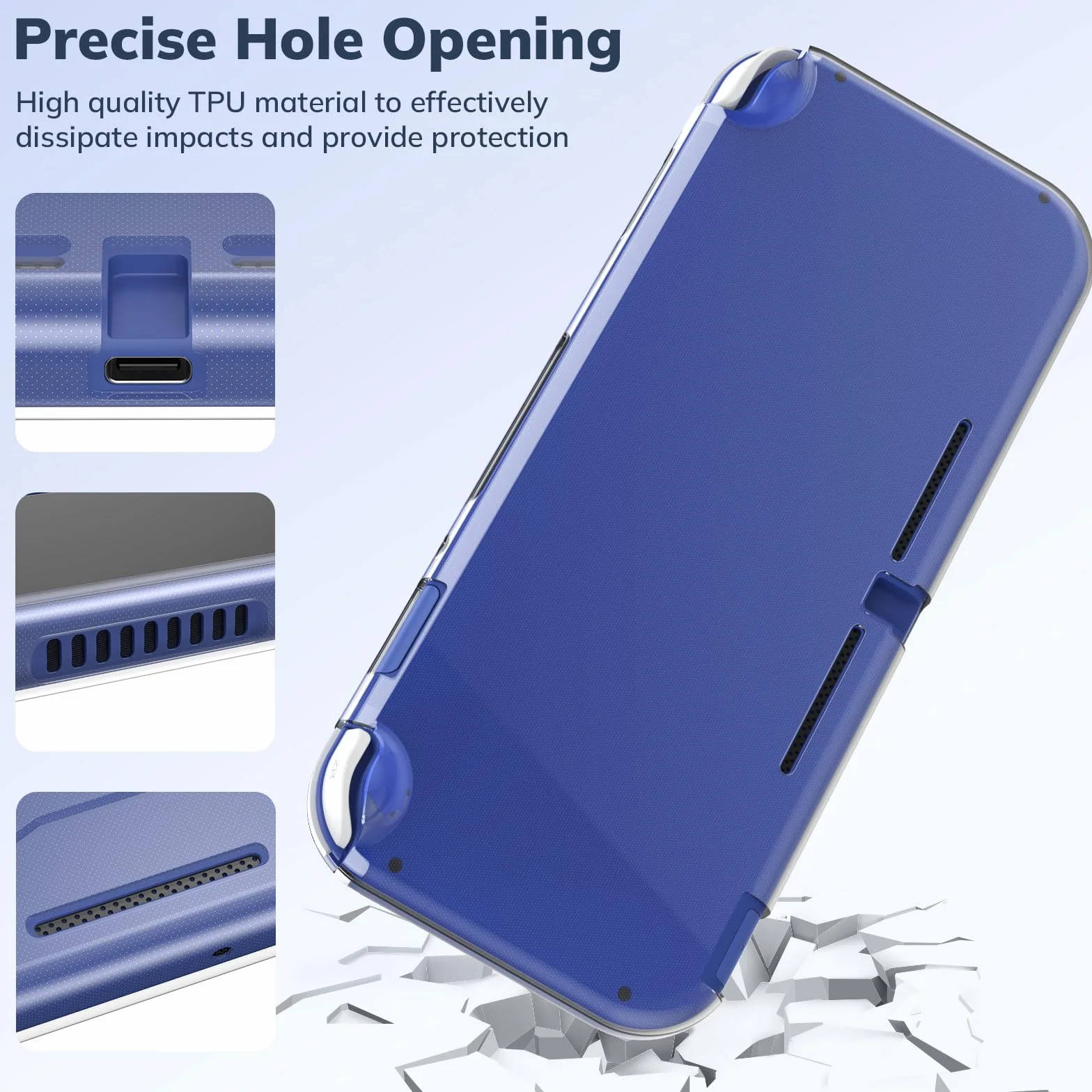 Younik Etui Switch Lite, 14 w 1 Zestaw Akcesoriów do Switch Lite z Etui na Przenoszenie, Przezroczyste Etui Ochronne, Etui na Karty Gry, 2 Ochrony Ekranu, 6 Gripy do Kciuka, Wisiorek, Niebieskie