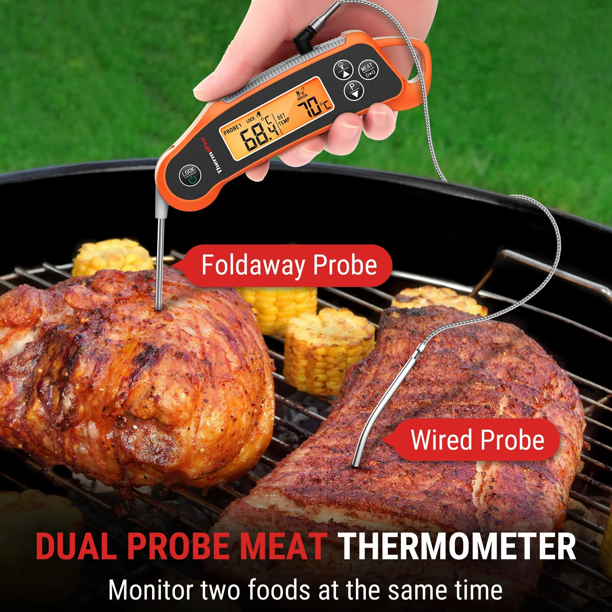 ThermoPro TP710 termometr do mięsa 2 sondy IP65 wodoszczelny alarm