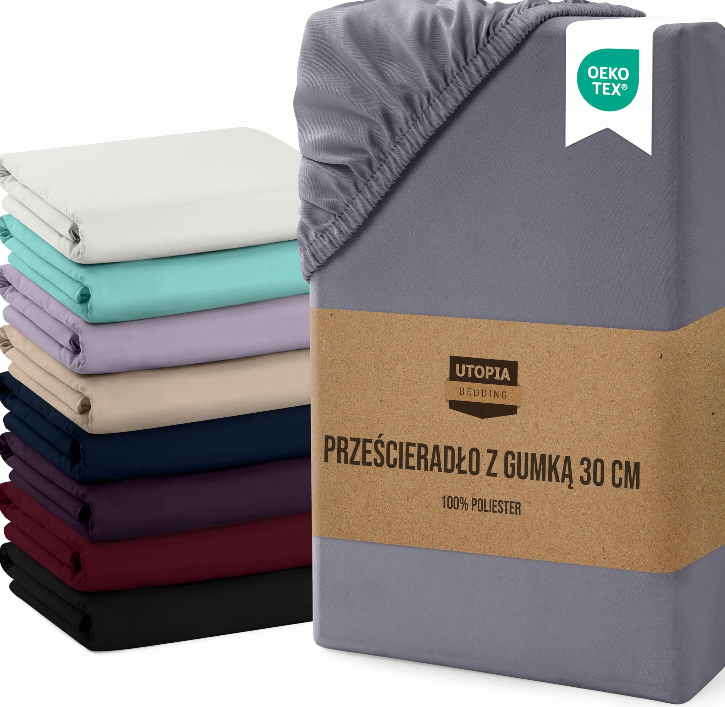 Utopia Bedding Prześcieradło z gumką 120 x 200 cm - głębokości do 30 cm - Certyfikat Oeko-Tex - prześcieradło ze szczotkowanej mikrofibry - Szary