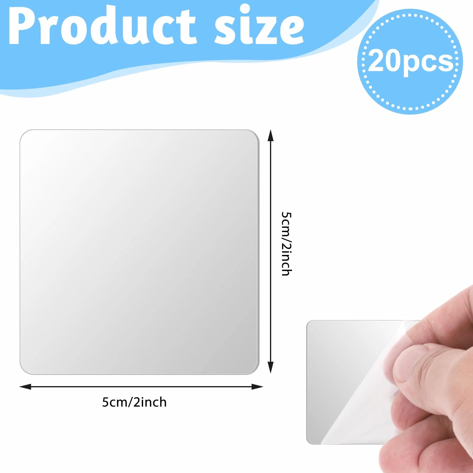 20 sztuk samoprzylepnych płytek lustrzanych, samoprzylepnych, mini kwadratowych, akrylowych, 6,5 x 5 cm, naklejki ścienne na ścianę, stół, projekty dla majsterkowiczów