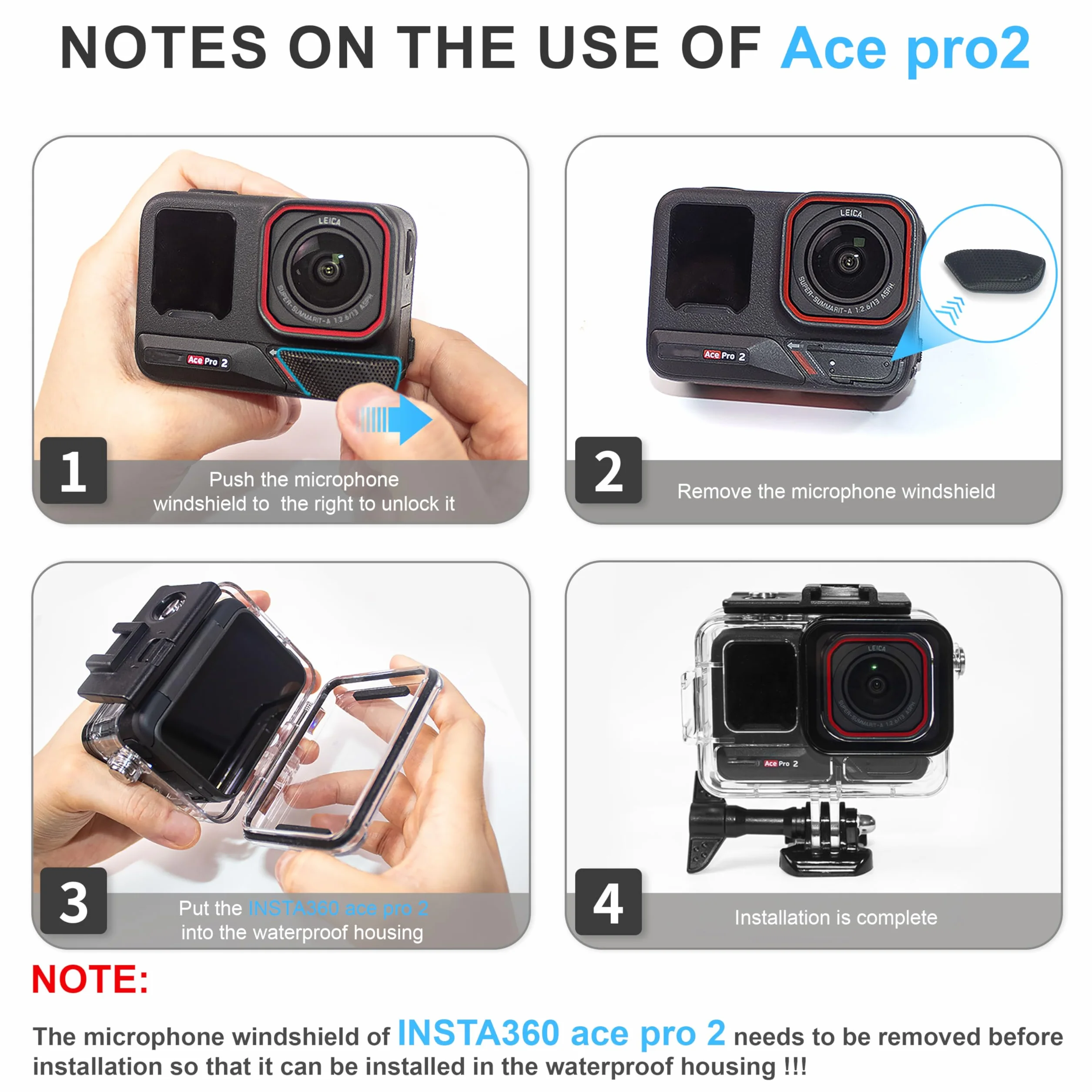 FitStill Zestaw do nurkowania do Insta 360 ace Pro 2/ace Pro, wodoszczelna obudowa 50 m + uchwyt wypornościowy, do fotografii podwodnej ace pro 2 akcesoria