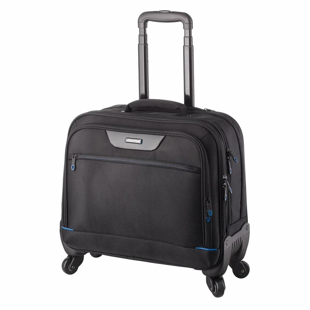46116 Business Laptop Trolley Star, wózek biznesowy z wyściełaną kieszenią na laptopa w komorze głównej, rolli, 4 kółka, torba z kieszenią DIN A4, niebieski, czarny, nylon 1680D, ok. 42 x 42