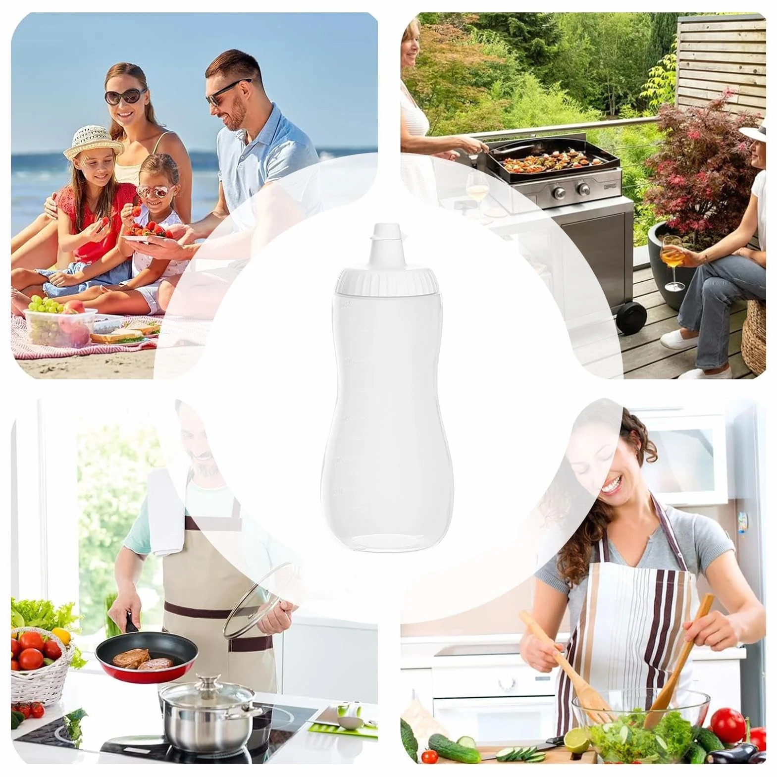 500ml Portable Condiment Dispenser, Squeeze Sauce Bottles, Kitchen Sauce Container with Leak Proof Lid, Meal Prep Tool, Multiple Purpose Food Storage for Cooking, Restaurant Home Travel Usage