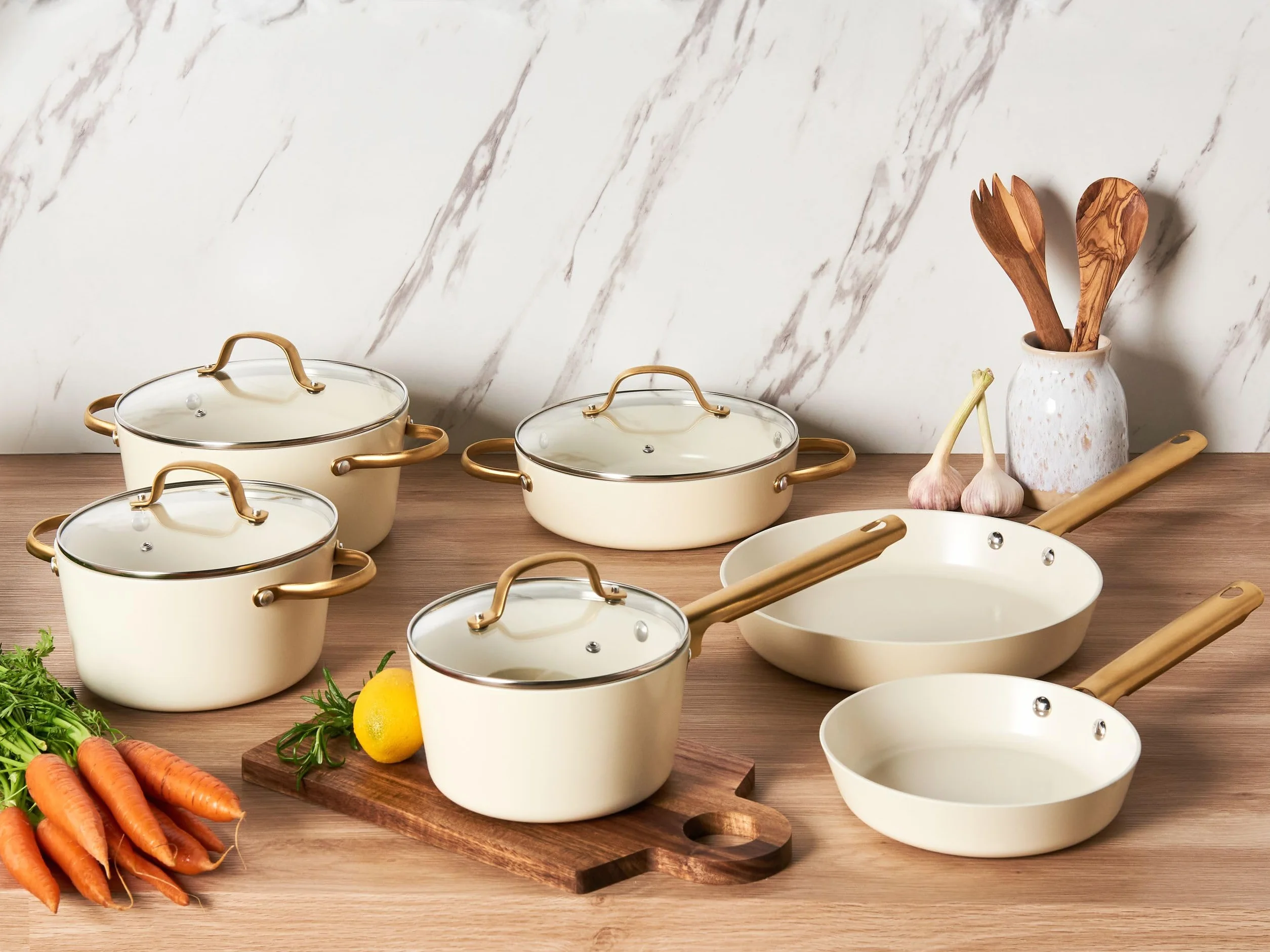 Zestaw garnków i patelni 10 elementów Elite Pro ceramiczna powłoka nieprzywierająca