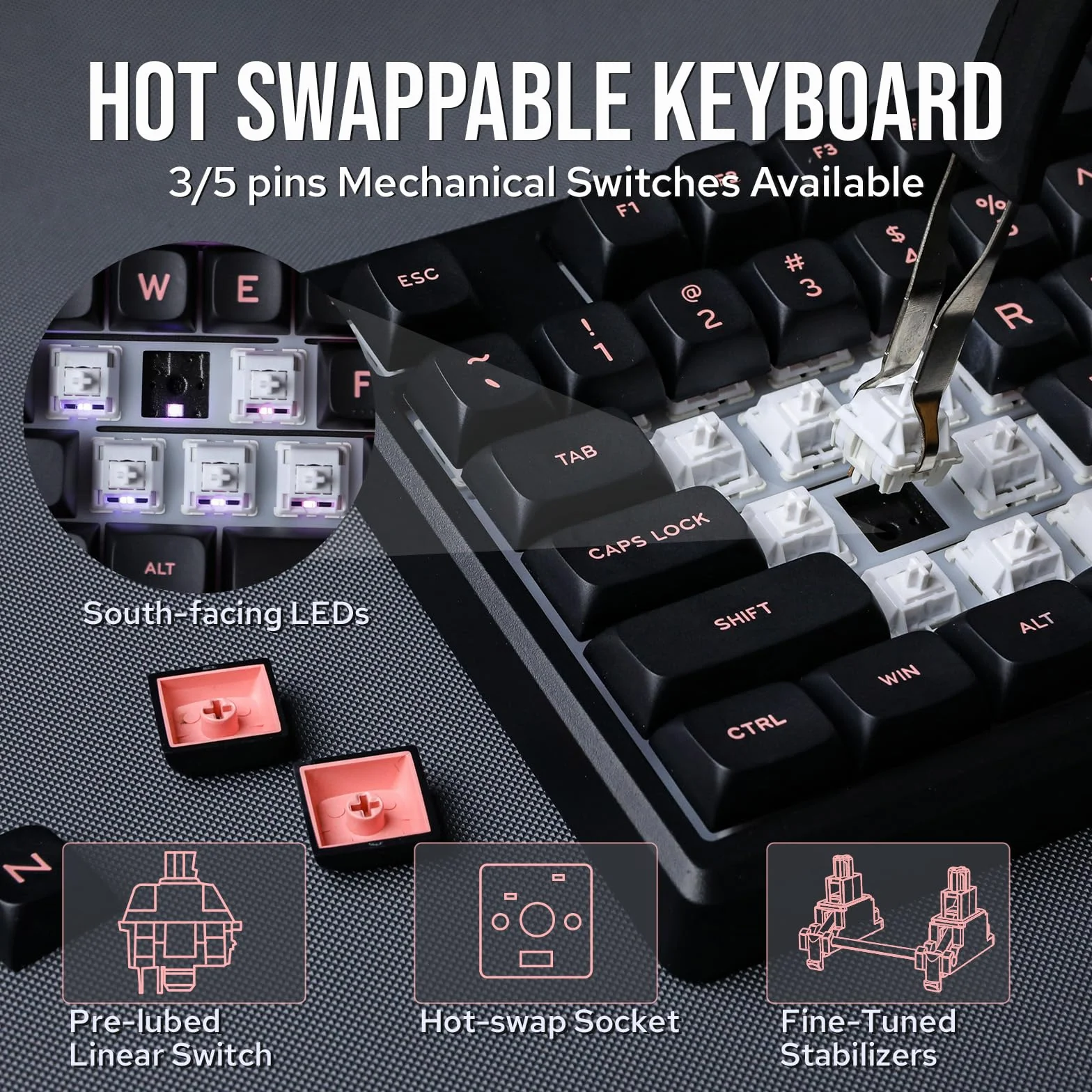EPOMAKER Galaxy100 QMK/VIA klawiatura do gier z baterią 8000 mAh, aluminiowa klawiatura mechaniczna 1800 z klawiaturą numeryczną, bezprzewodowa USB-C/BT5.0/2,4 GHz, możliwość wymiany na gorąco