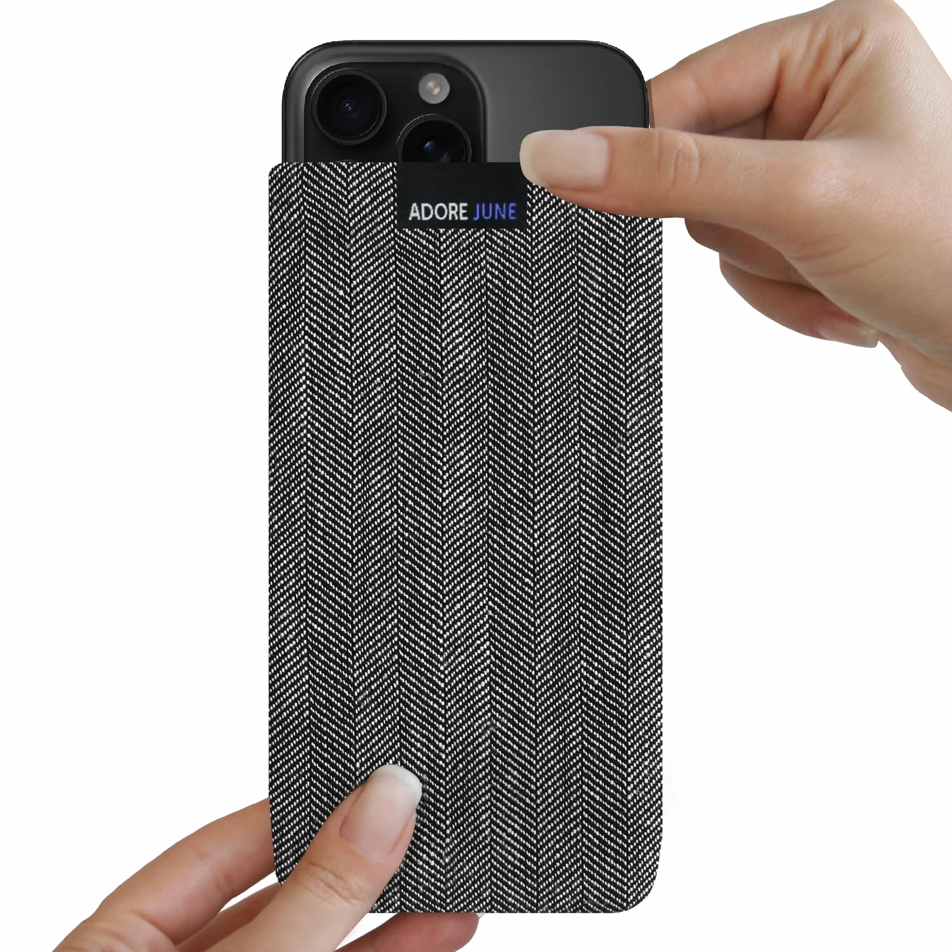 Adore June Etui biznesowe kompatybilne z iPhone 16 Pro Max 2024, etui na telefon komórkowy z charakterystycznego materiału w jodełkę - efekt czyszczenia wyświetlacza