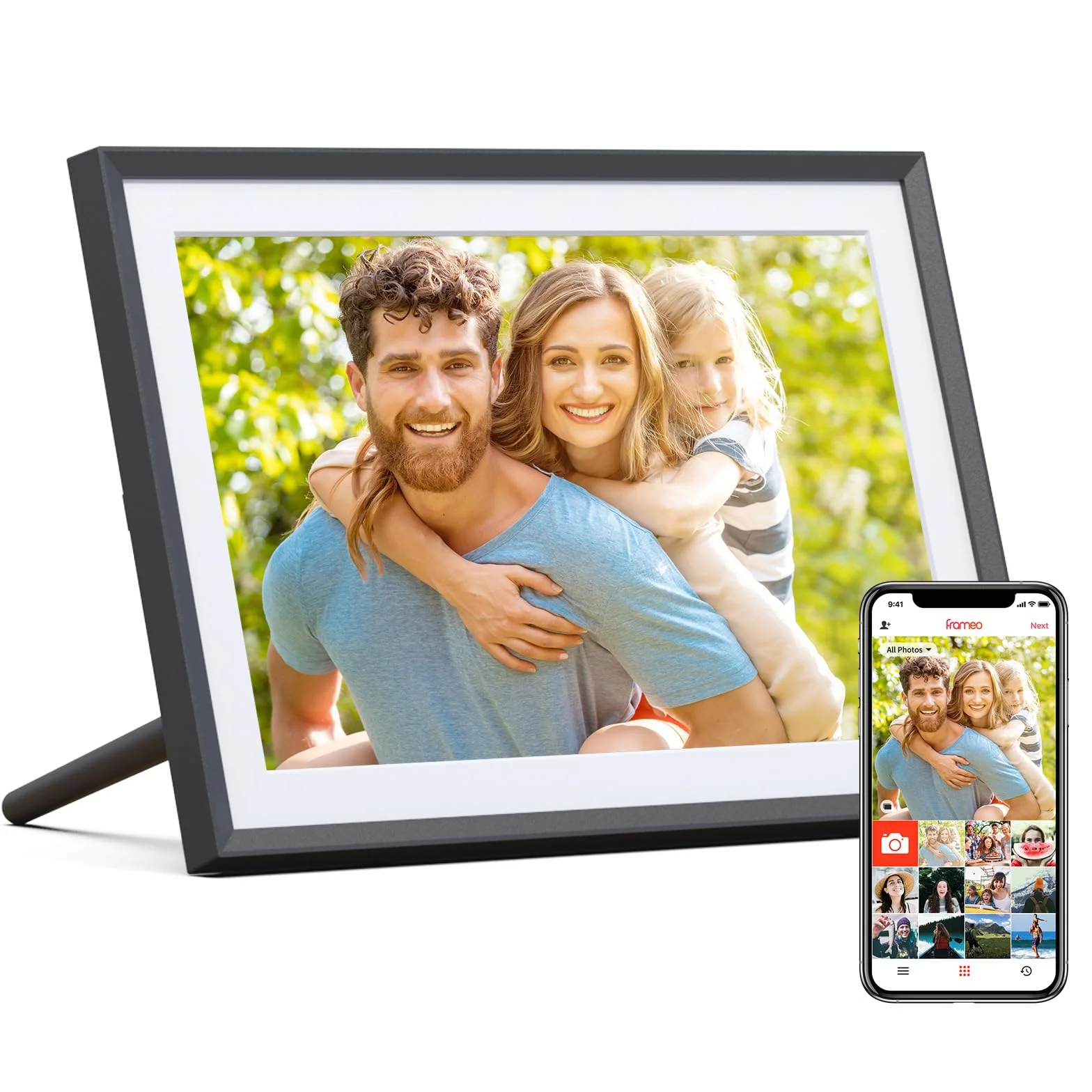ARZOPA Cyfrowa Ramka na Zdjęcia WiFi 10,1 Cala 32 GB HD IPS Ekran dotykowy Cyfrowa ramka na zdjęcia Auto Obracanie Udostępnianie Zdjęć Filmy Muzyka przez App Frameo Kalendarz Zegar Pogoda