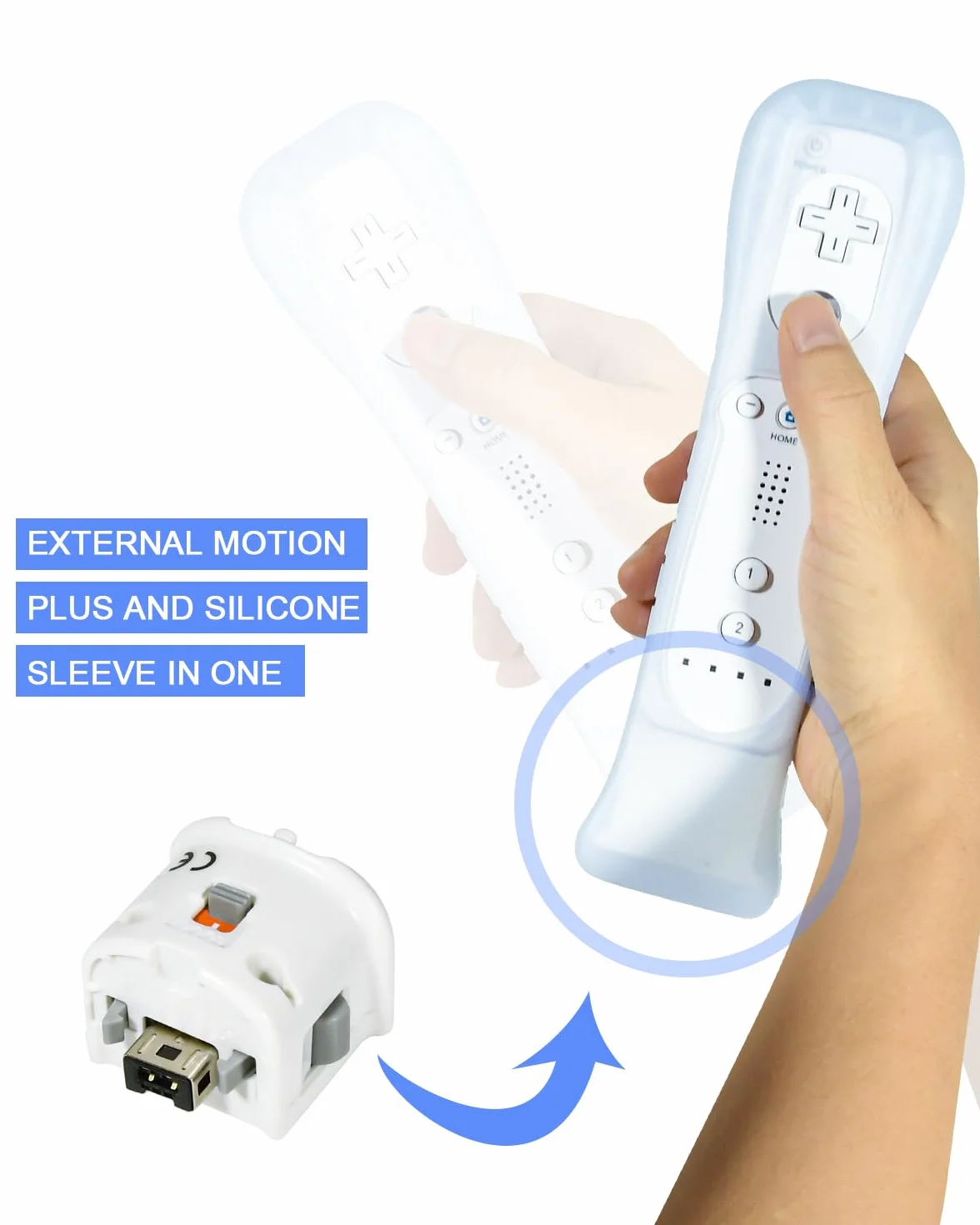 TechKen 2 x adapter Motion Plus z silikonowym czujnikiem do zdalnego sterowania Wii