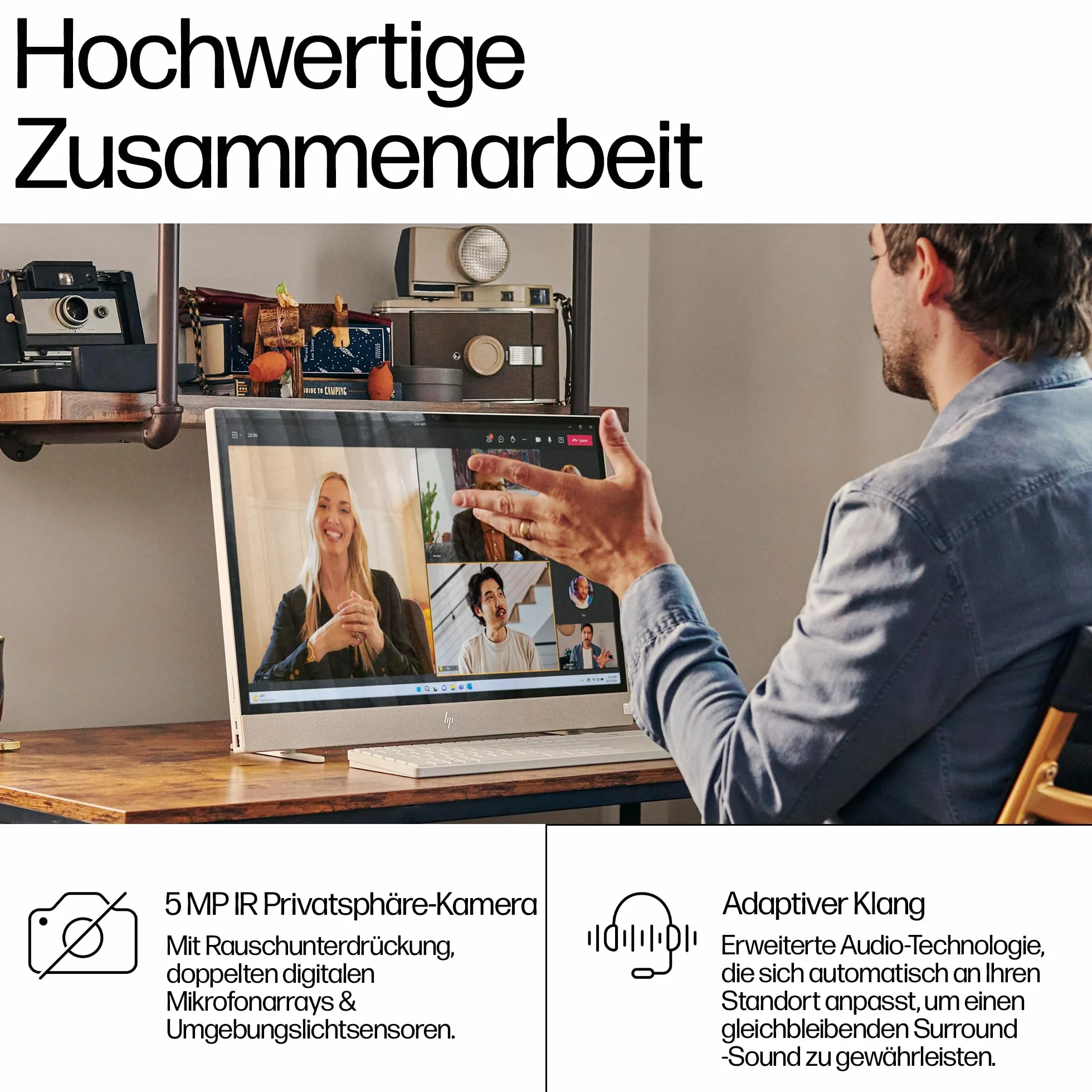 HP Envy Move All-in-One PC, wyświetlacz QHD 23,8", Intel Core i5-1335U, 16 GB DDR5 RAM, 512 GB SSD, karta graficzna Intel UHD, Windows 11 Home, biały